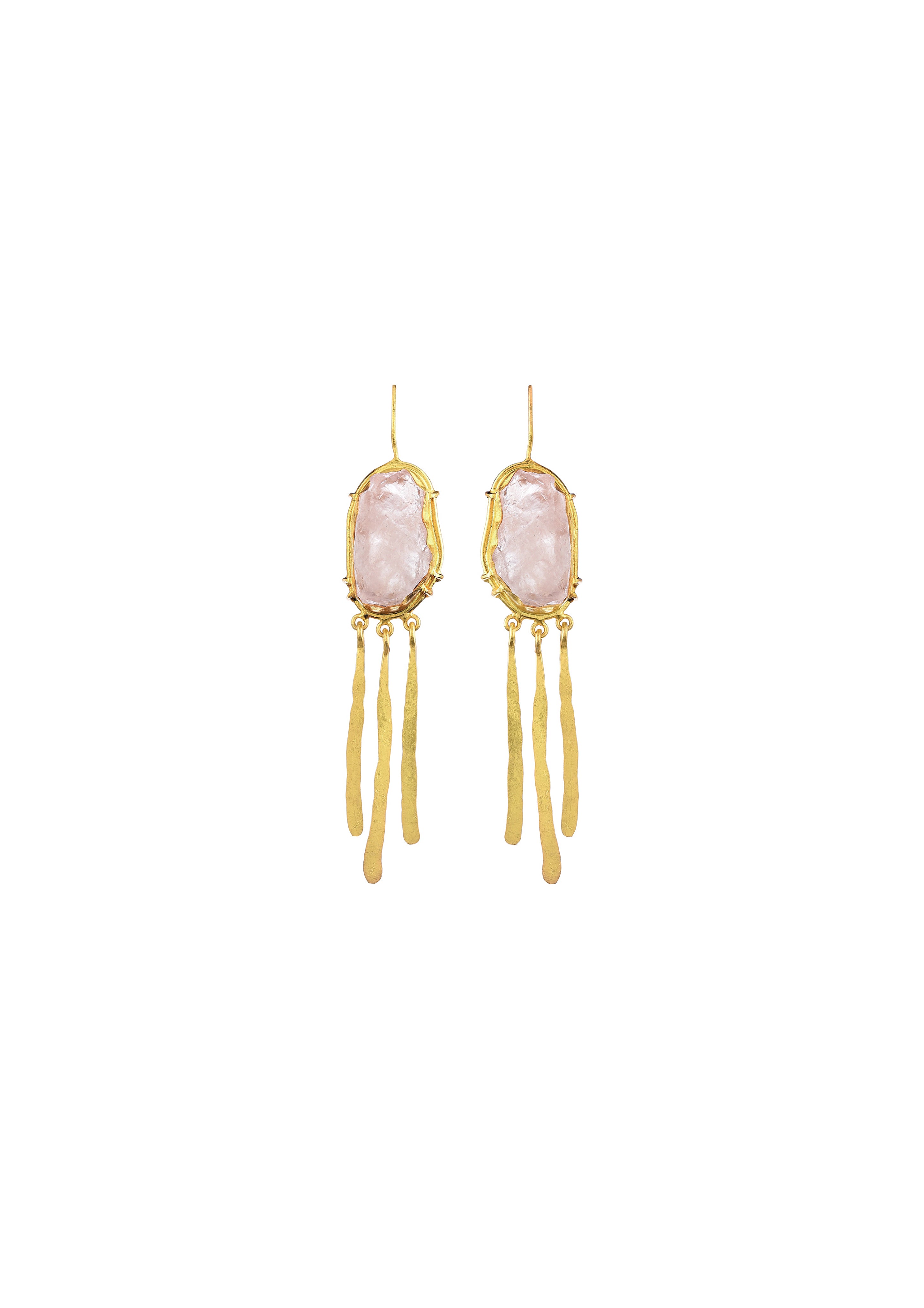 Long Fringe Earrings – 76mm Drop, Handmade with 18K Gold-Plated Finish