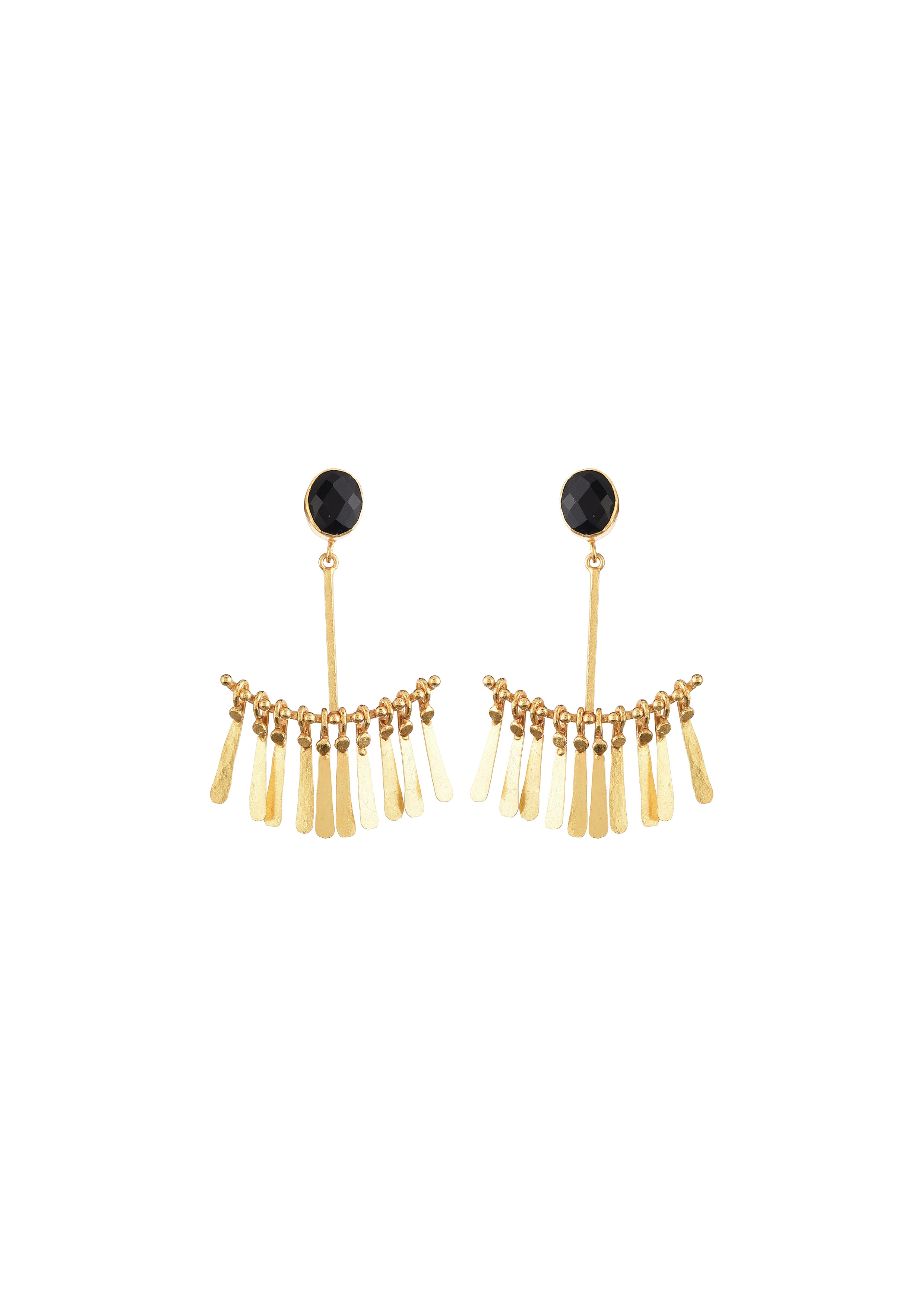 Handcrafted Fringe Earrings – 65mm Length, 18K Gold-Plated Brass