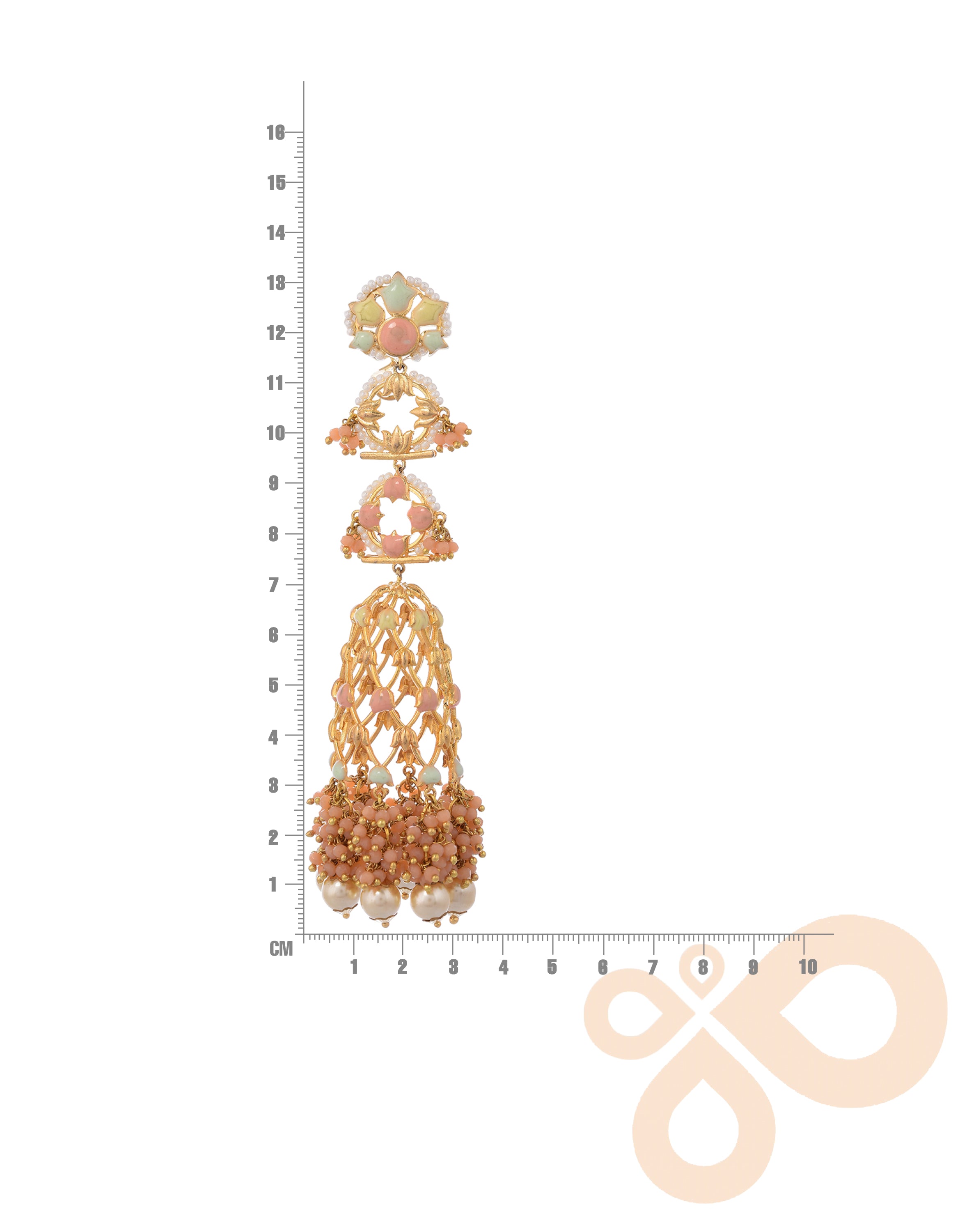 Handmade Jannat Earrings with 22K gold plating 134mm