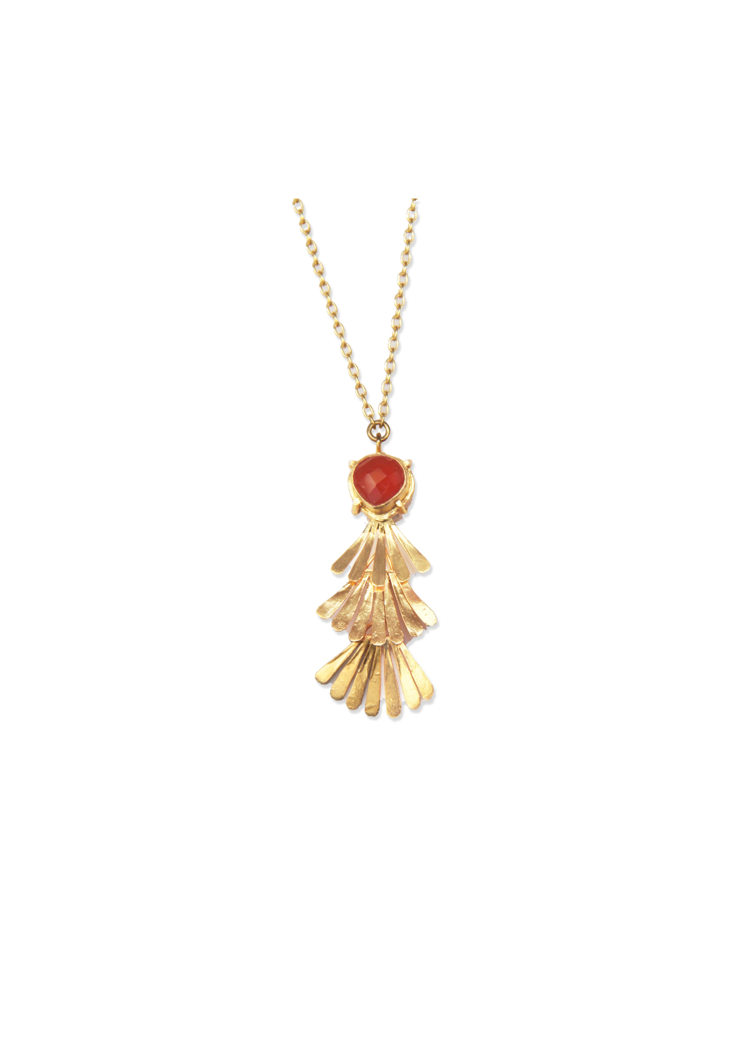 Fringe Necklace - Colorful Natural Stones with 18K Gold Plated Brass