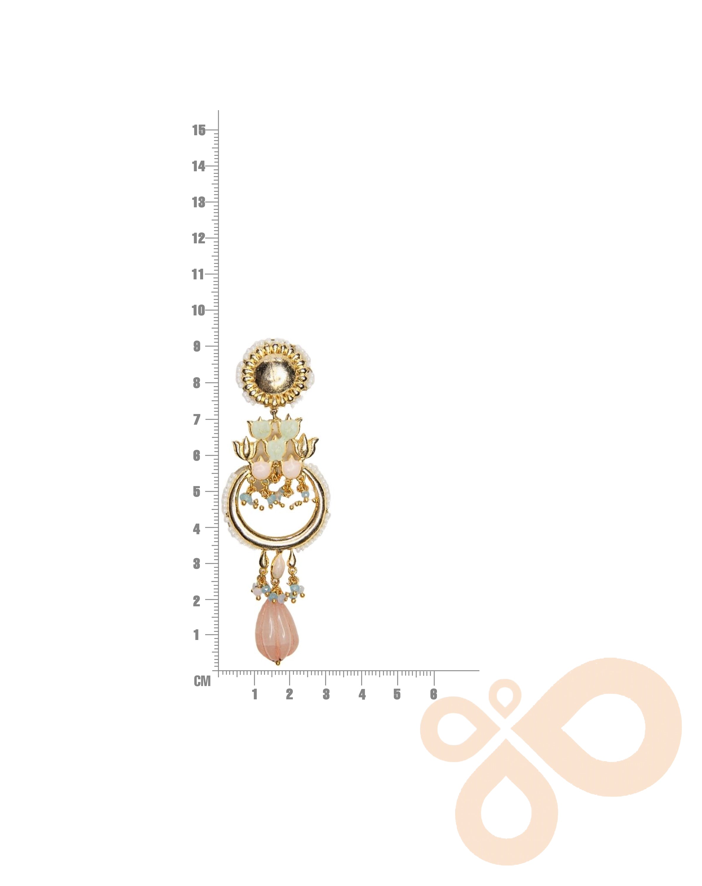 Stylish Jannat Earrings – 97mm Height, Handcrafted with 22K Gold Plating
