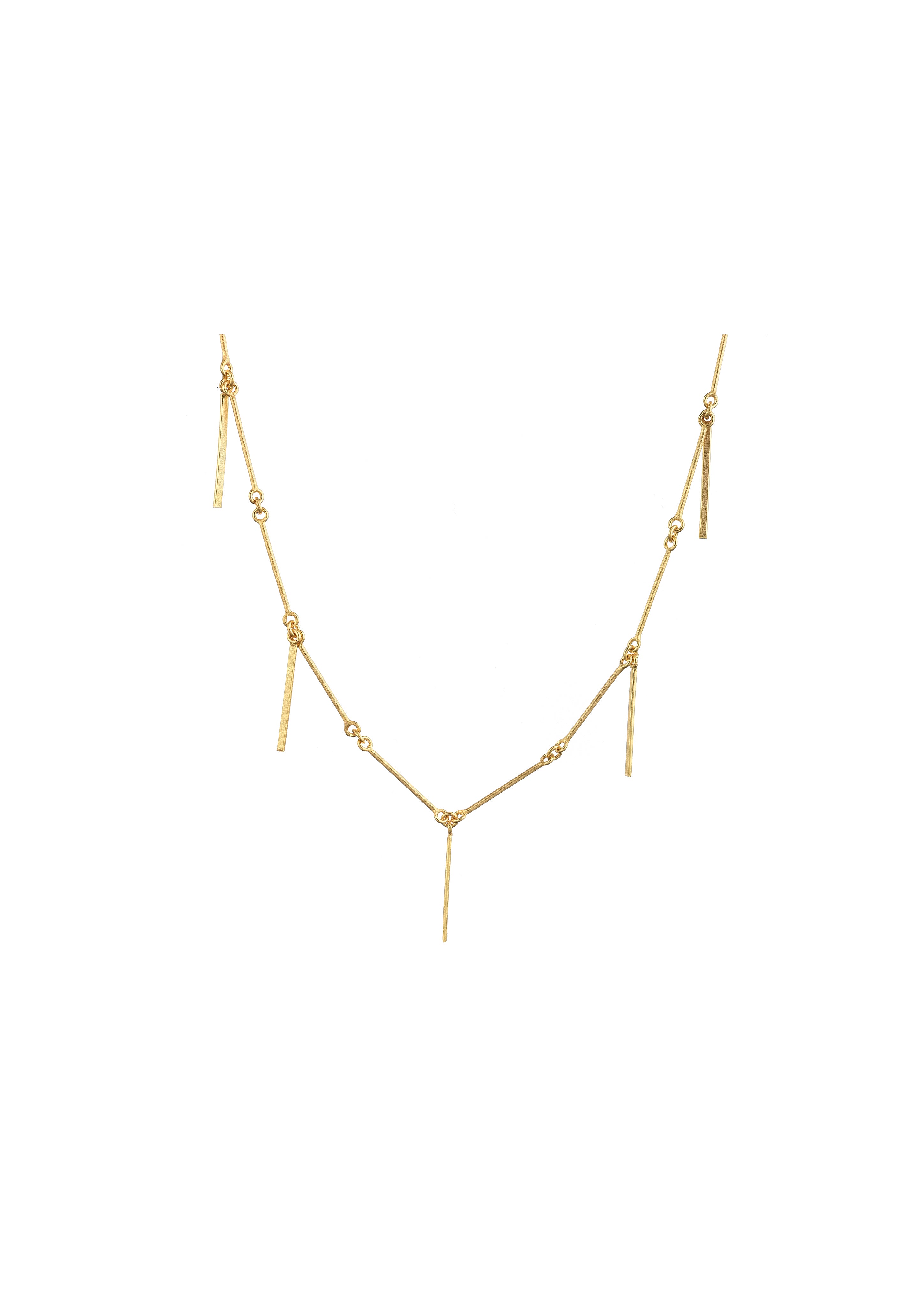 Fringe Necklace - Modern Brass Design with 22K Gold Plating