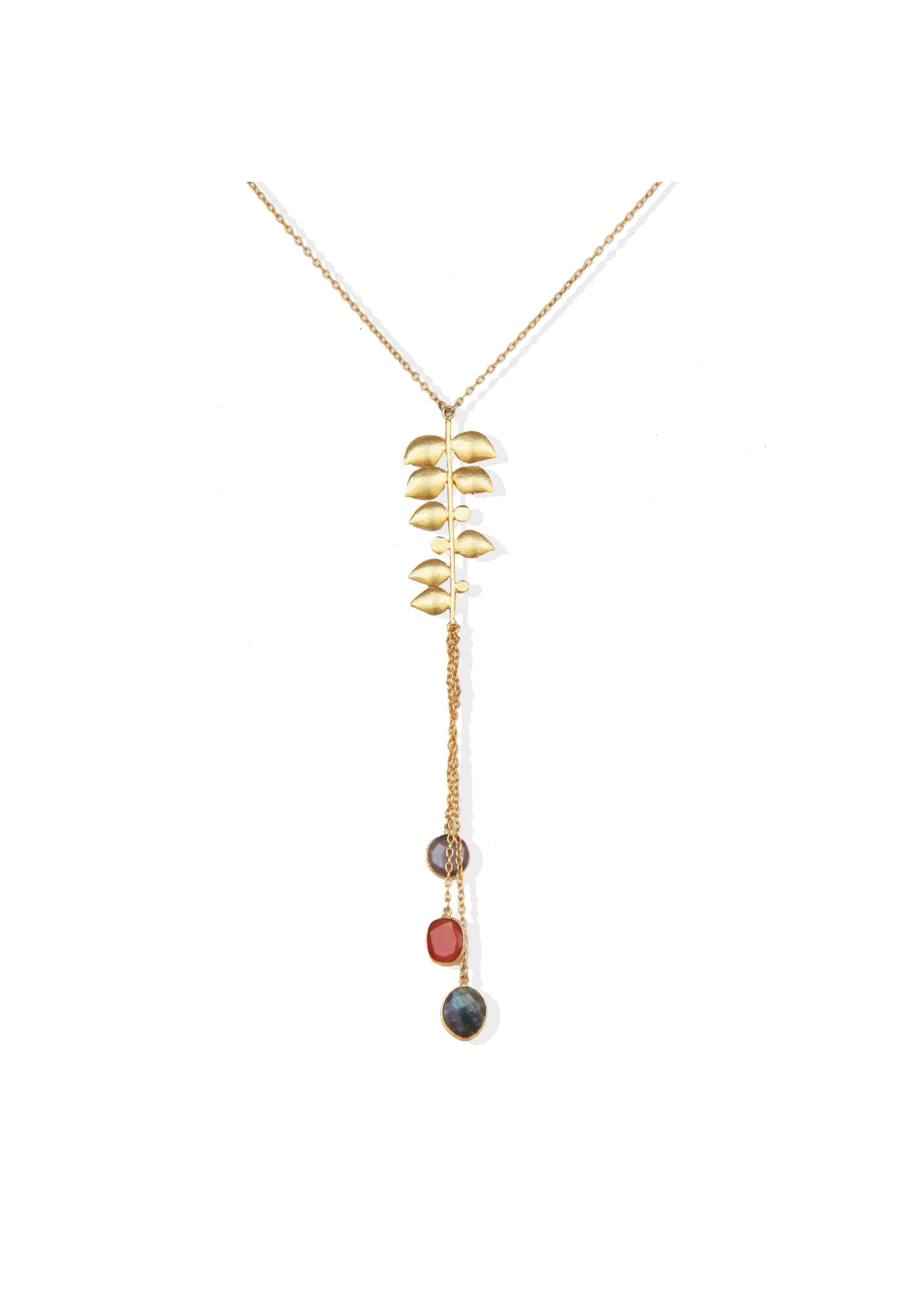 Fine One Necklace with Carnelian, Smoky Quartz, and Labradorite