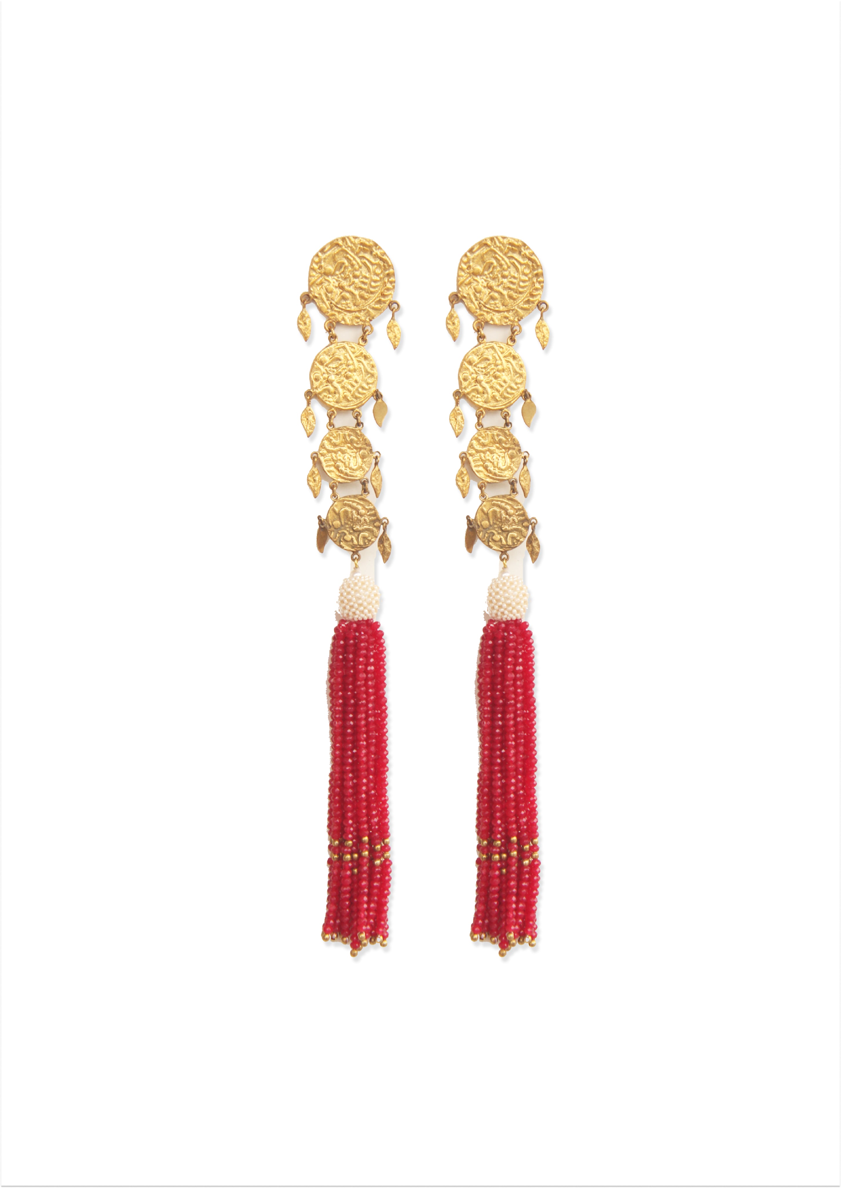 Handmade Extra-Long Earrings – 196mm Drop, 18K Gold-Plated Finish