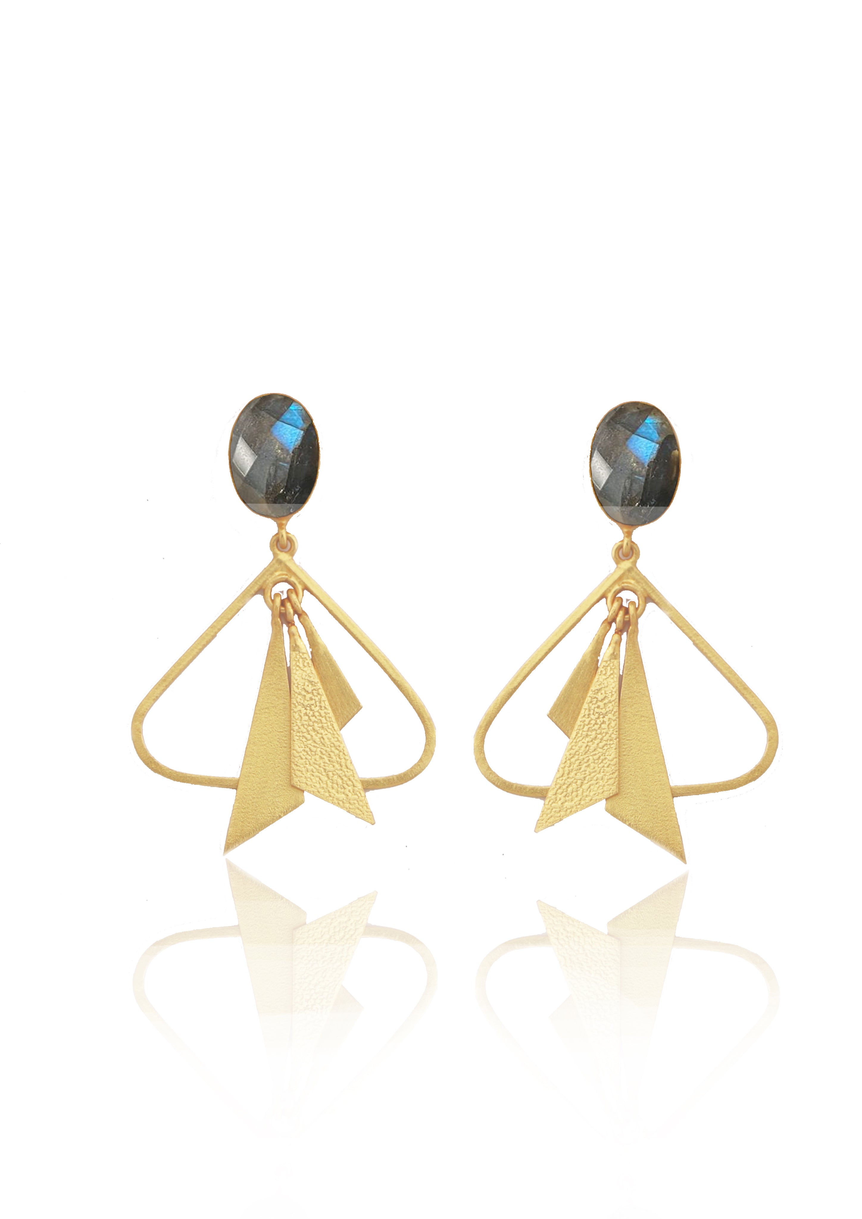 Super Light Gold-Plated Earrings with Natural Stones