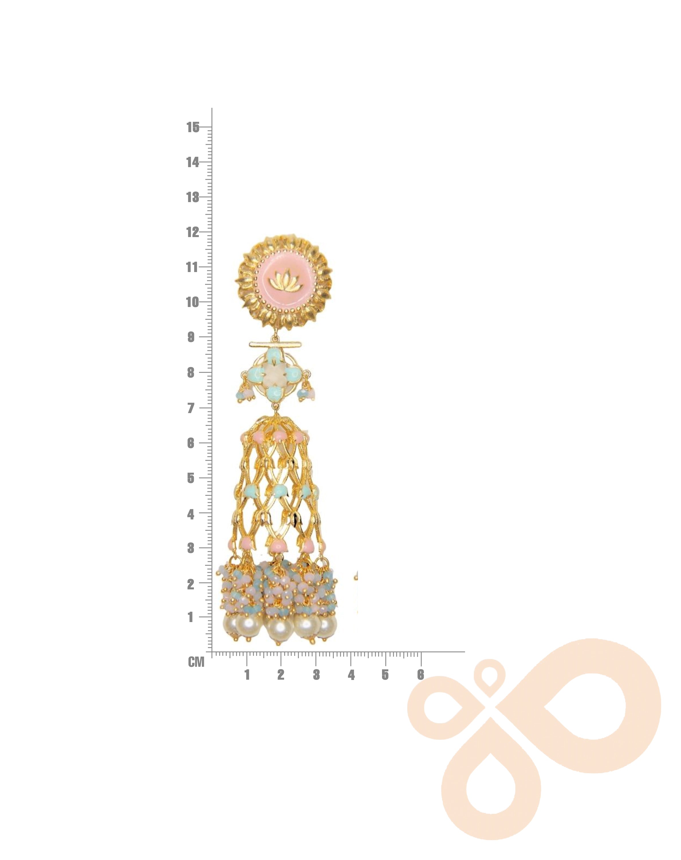 Luxury Jannat Earrings – 120mm Drop with 22K Gold-Plated Details