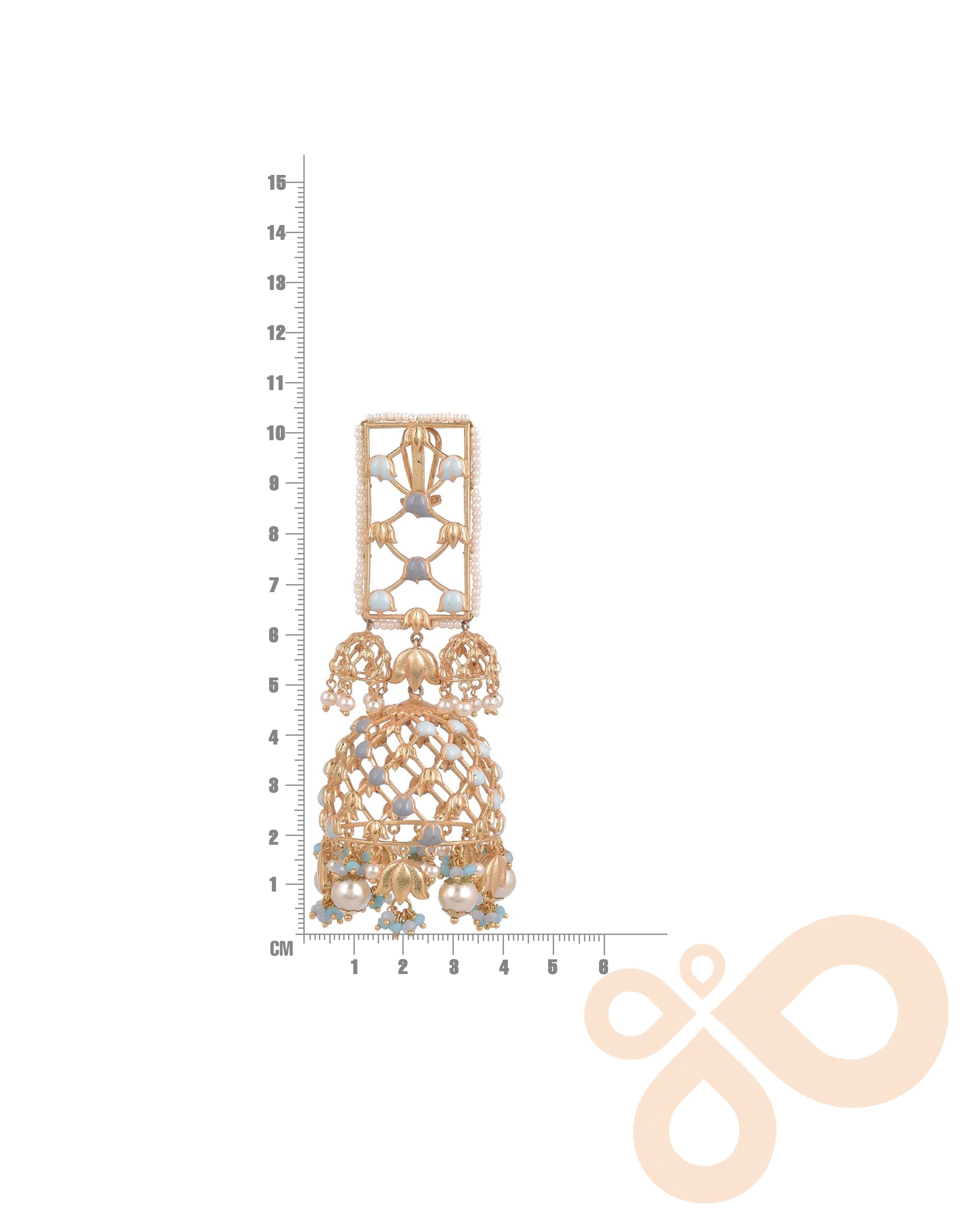 Jannat Earrings – 110mm Long, Crafted with 22K Gold-Plated Elegance