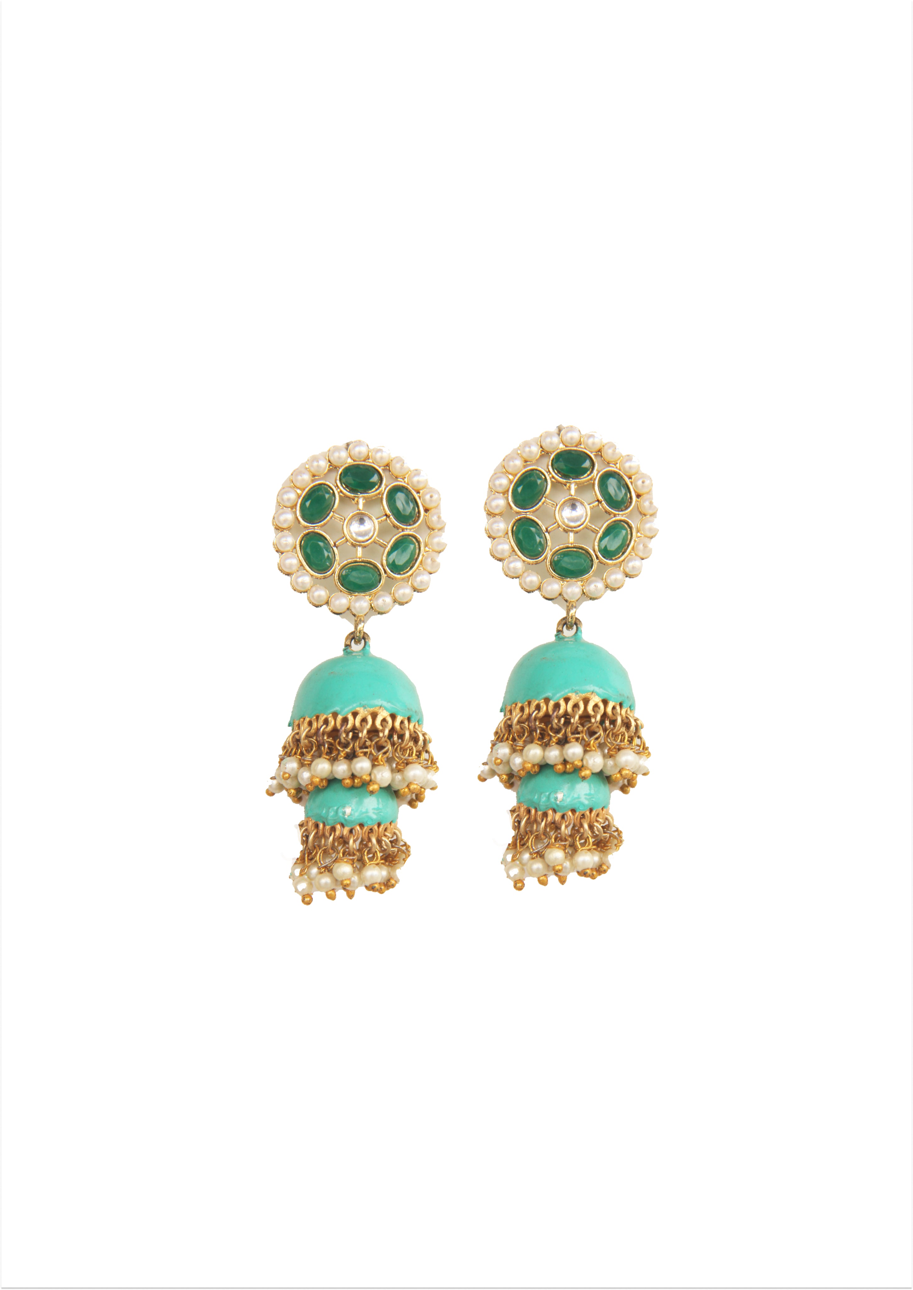 Elegant Handmade NOOR Earrings – 70mm Drop with a Rich 18K Gold-Plated Finish for Indian Attire