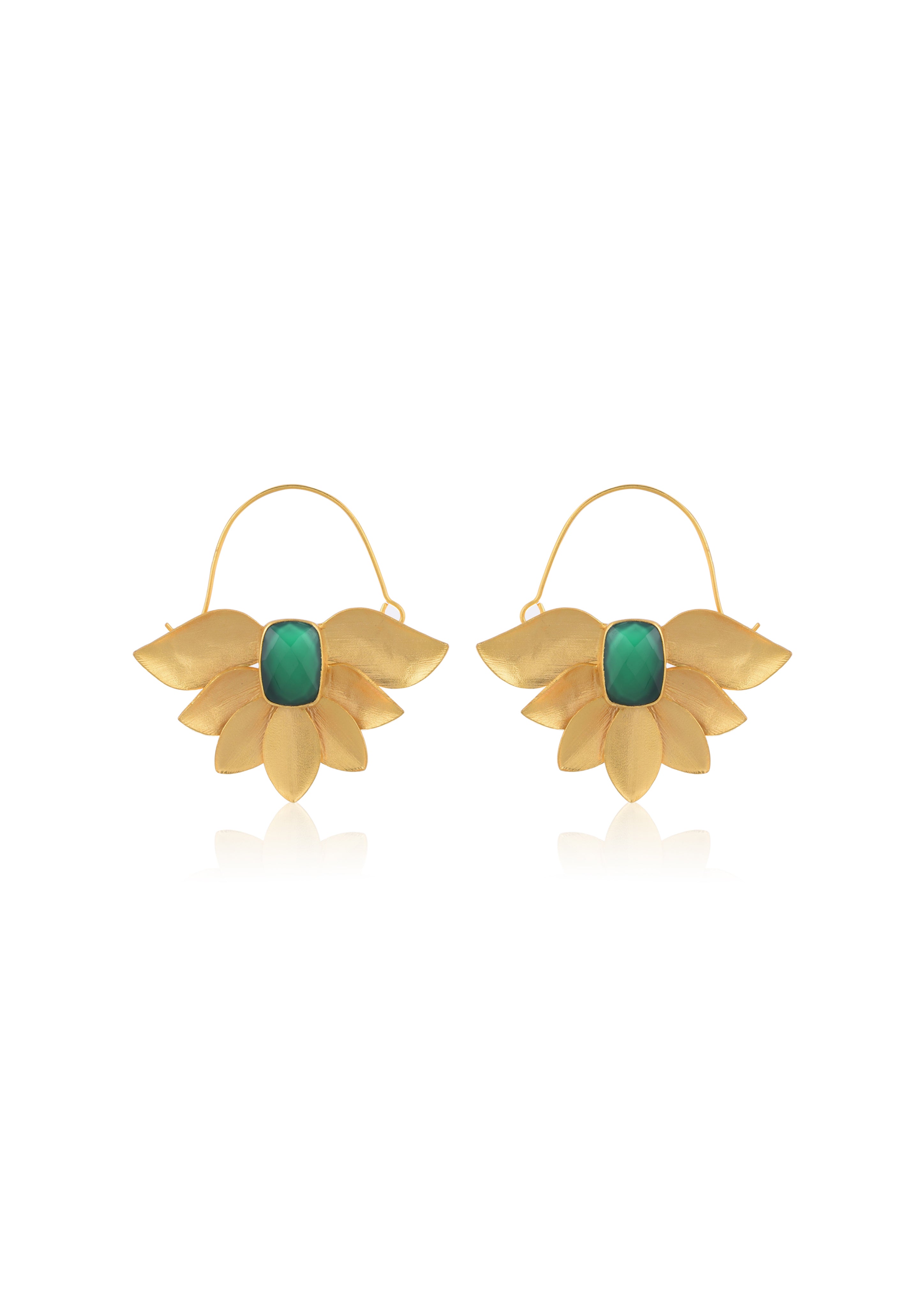 Handmade Nature Earrings – 60mm Drop with Traditional 18K Gold-Plated Elegance