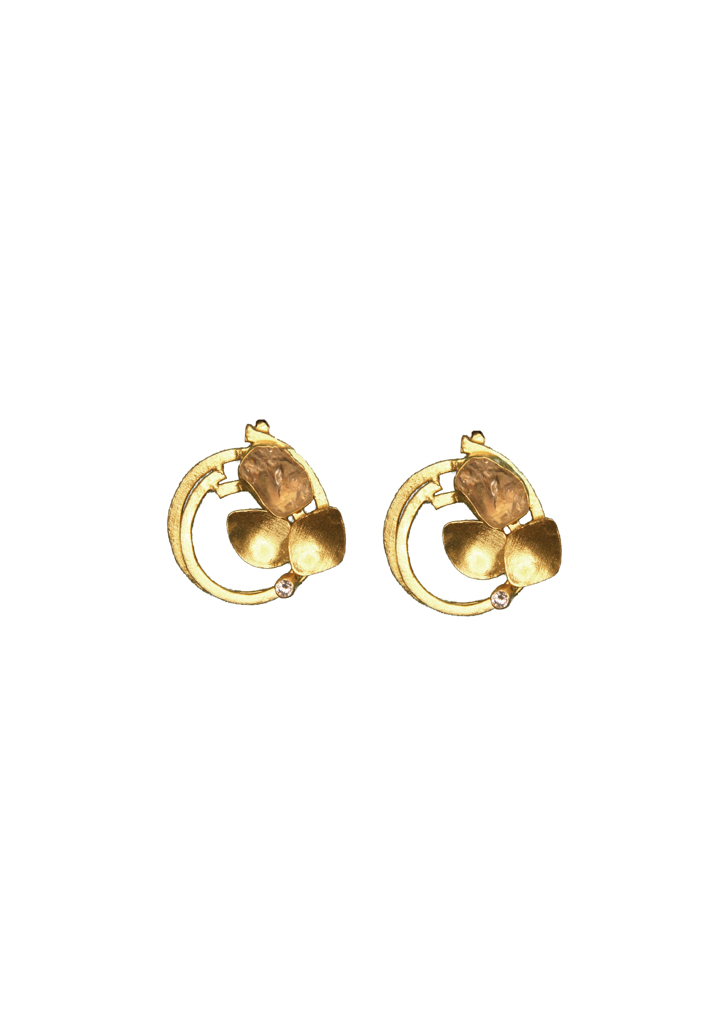 Minimalist Nature Earrings – 33mm Height with 18K Gold Plating, Perfect for Indian Attire