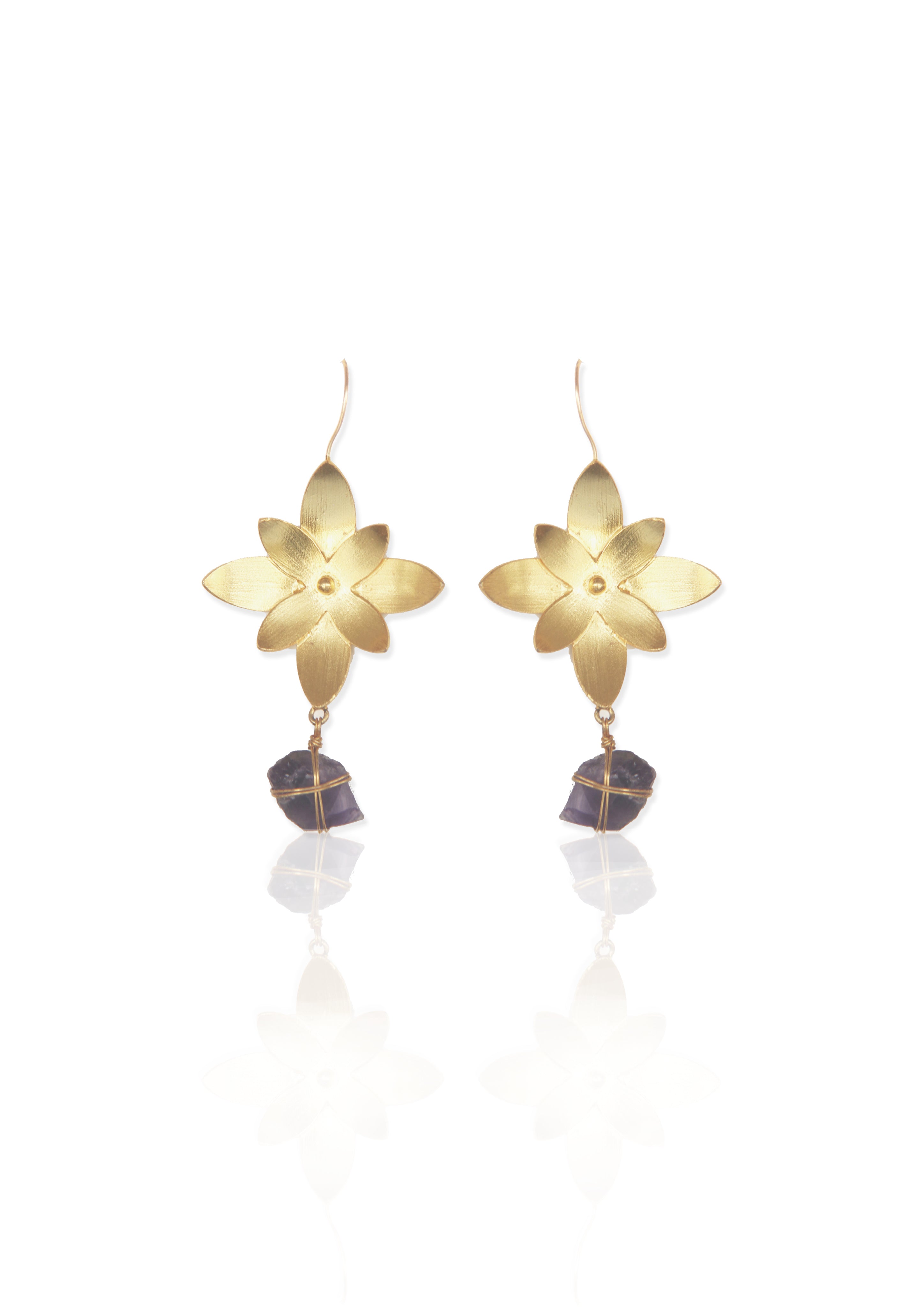 Long Nature Earrings – Handcrafted 75mm Drop with 18K Gold-Plated Finish