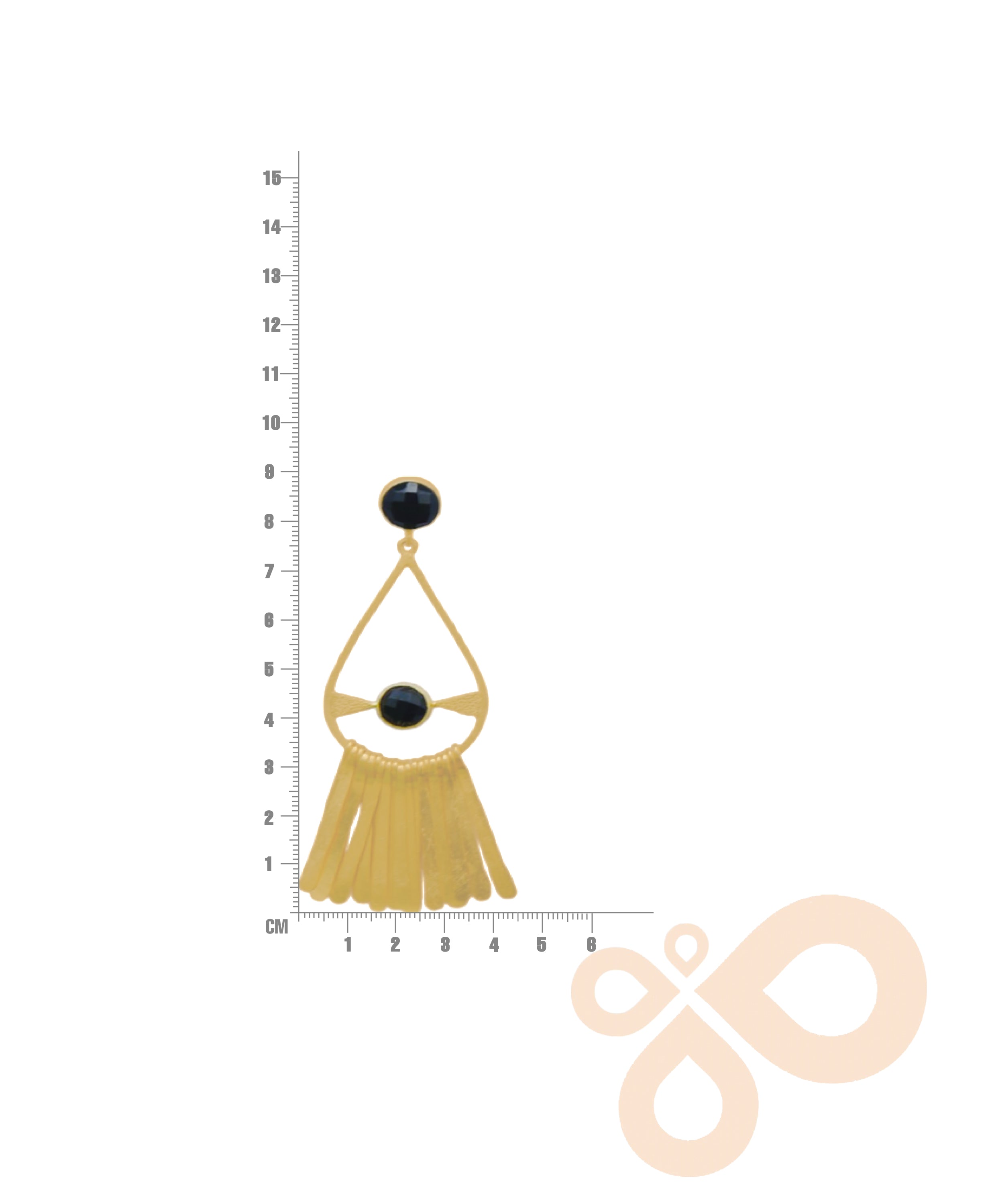 Handmade Fringe Earrings with 22k Gold Plating - Height 89mm