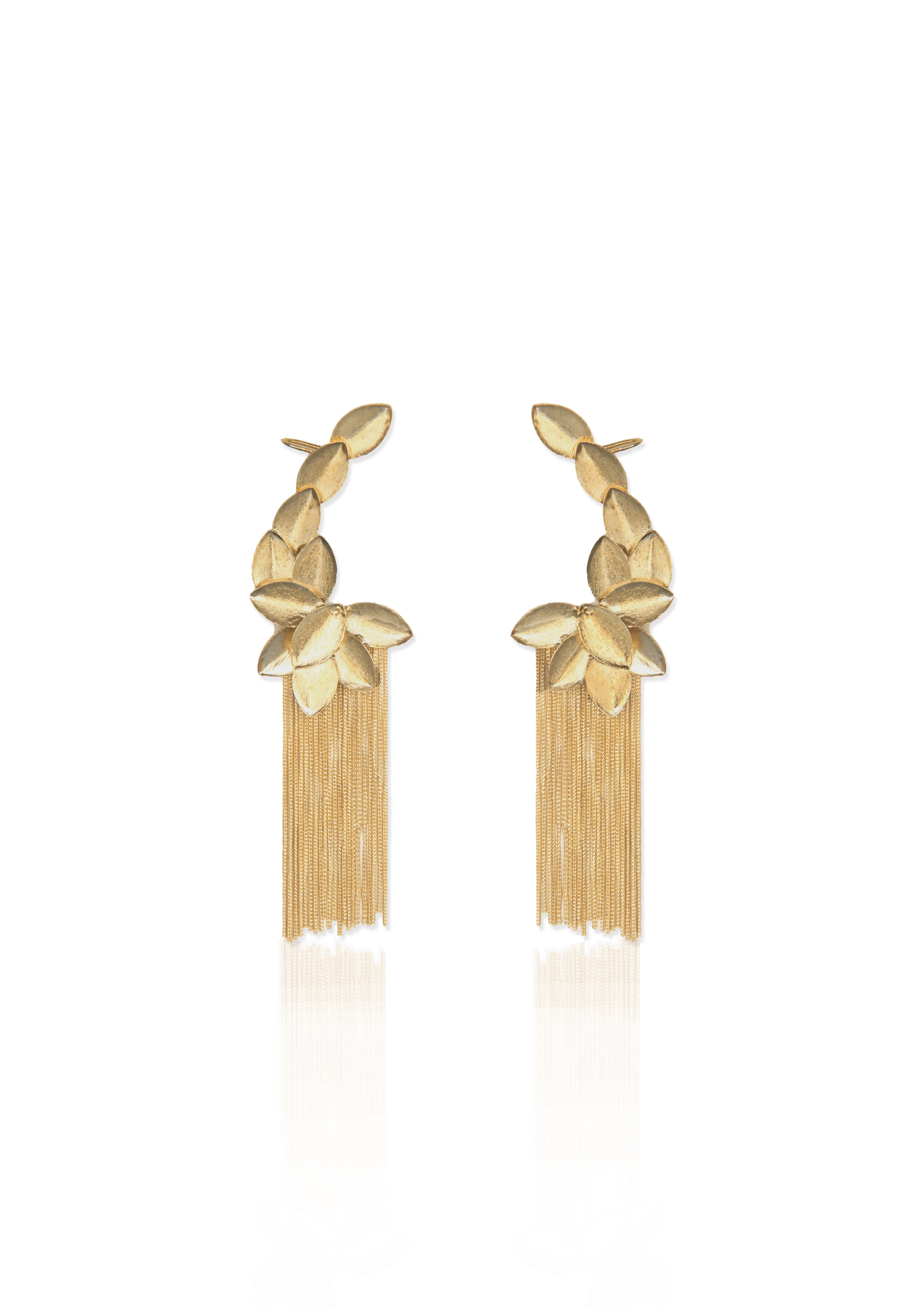 Handmade Nature Earrings – Luxurious 96mm Length with 18K Gold-Plated Style