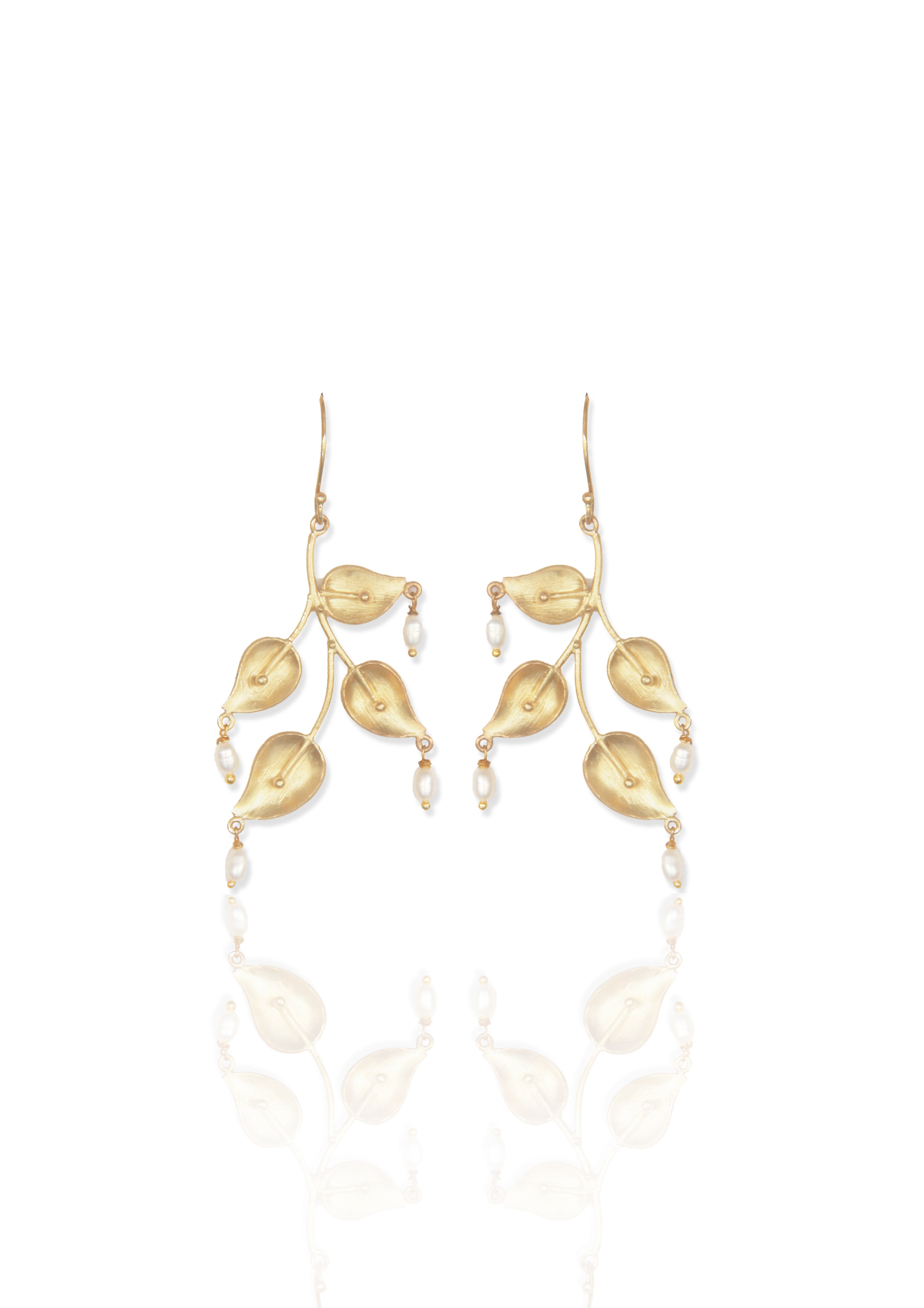 Artisan Nature Earrings – 67mm Length, Handcrafted with 18K Gold for an Indian Look