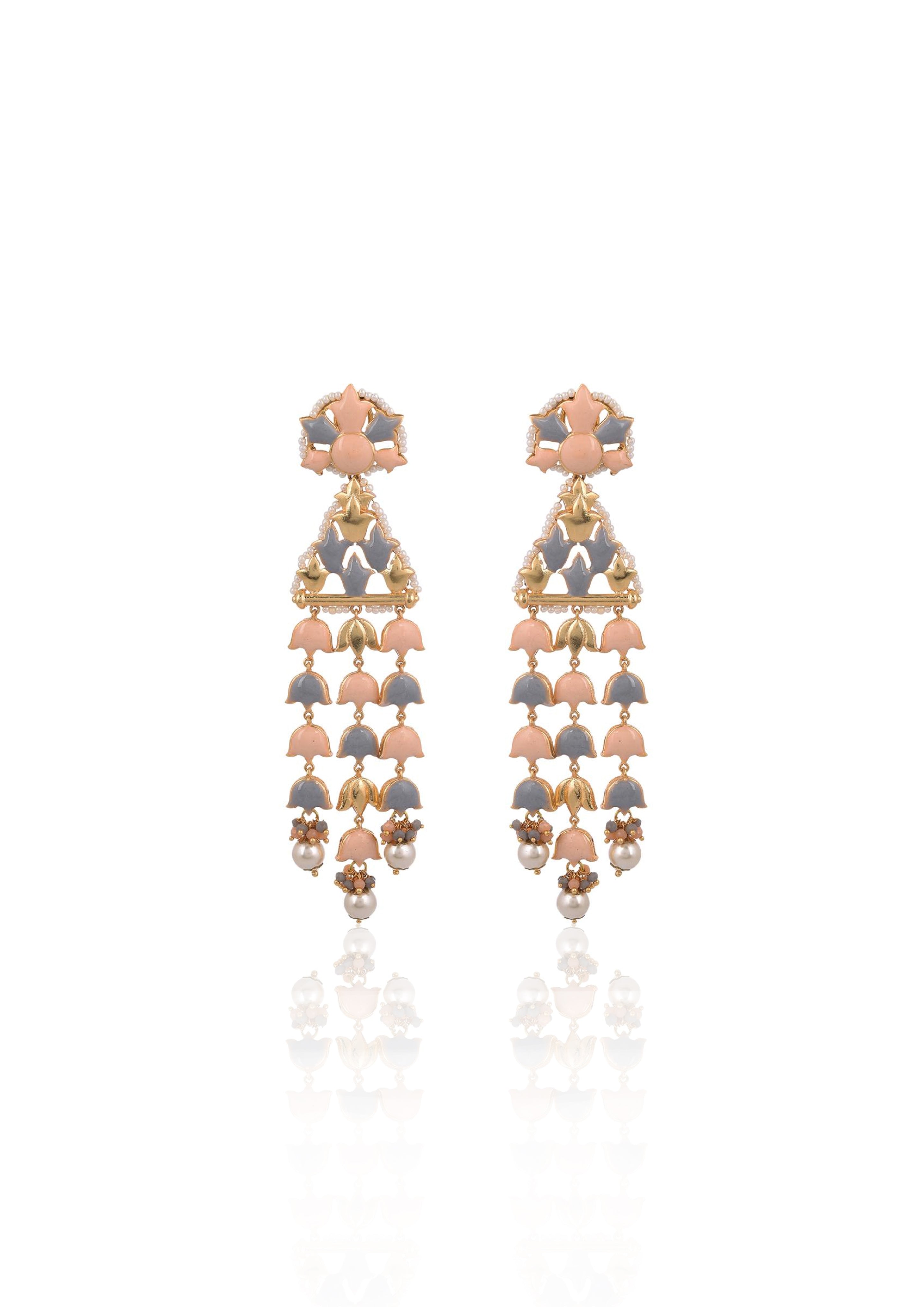 Artisan Jannat Earrings – 120mm Height, Finished with 22K Gold Plating