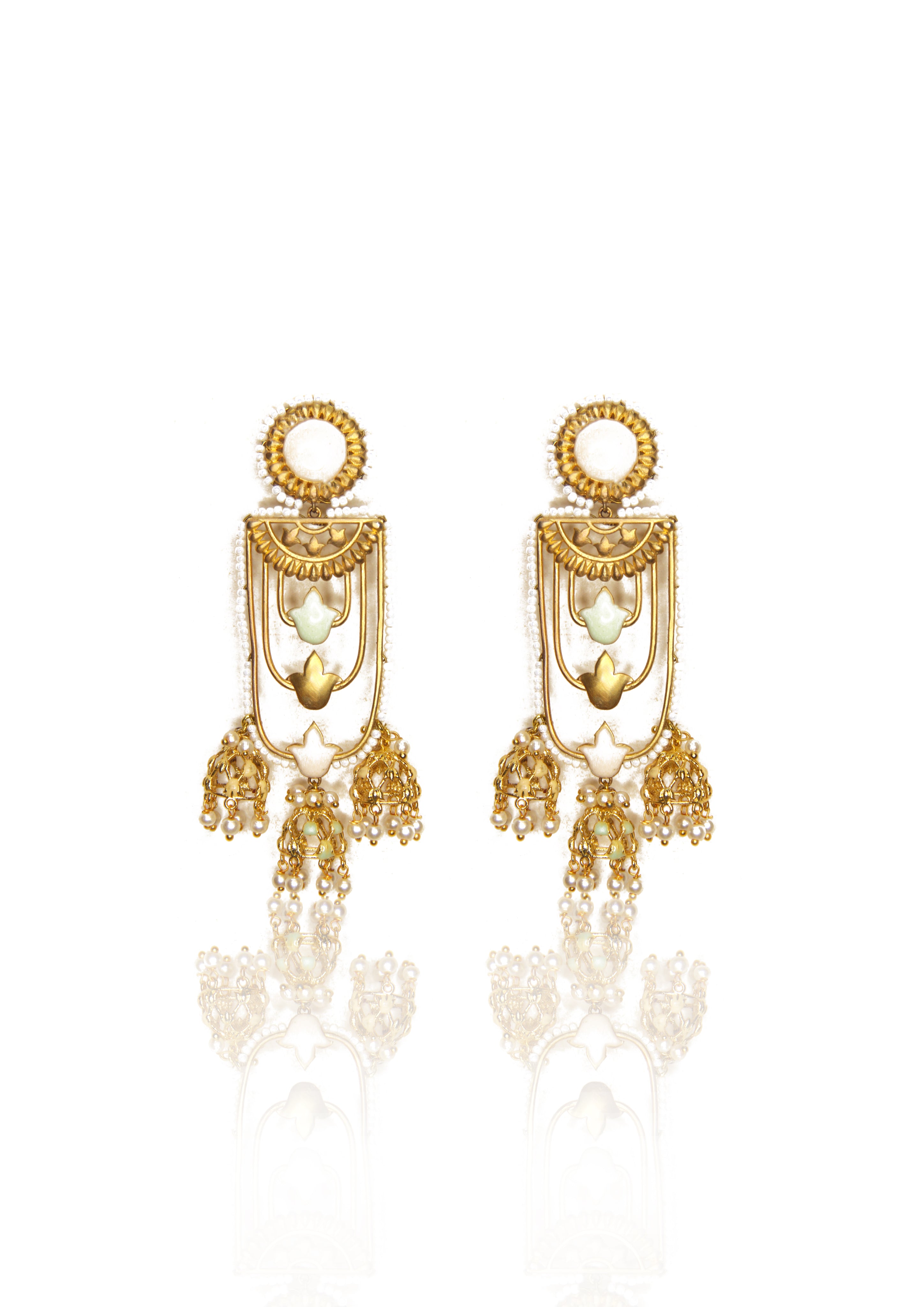 Jannat Earrings – 95mm Height, Handcrafted with Premium 22K Gold Finish