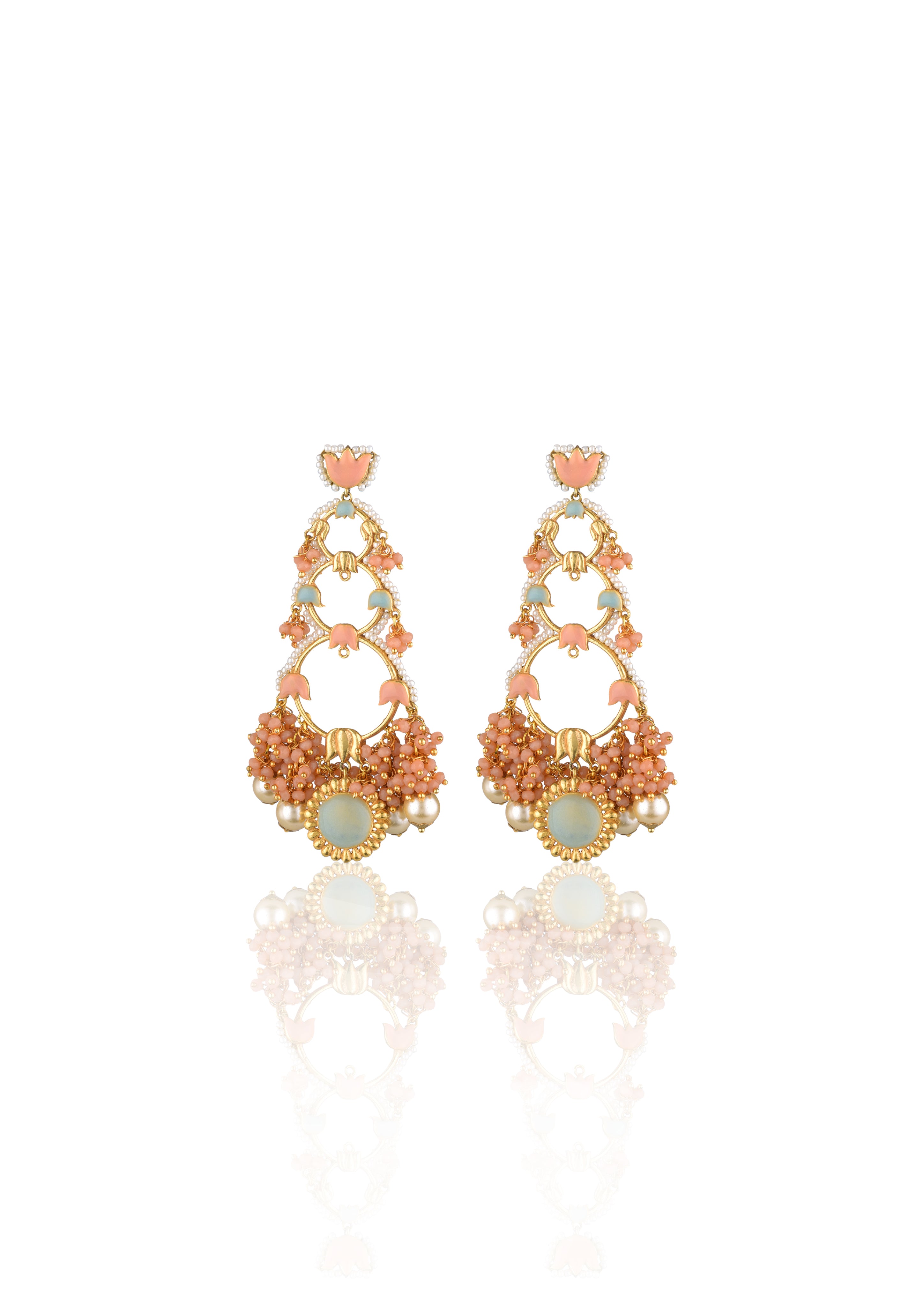 Handmade Jannat Earrings 95mm Height with 22K Gold-Plated Finish