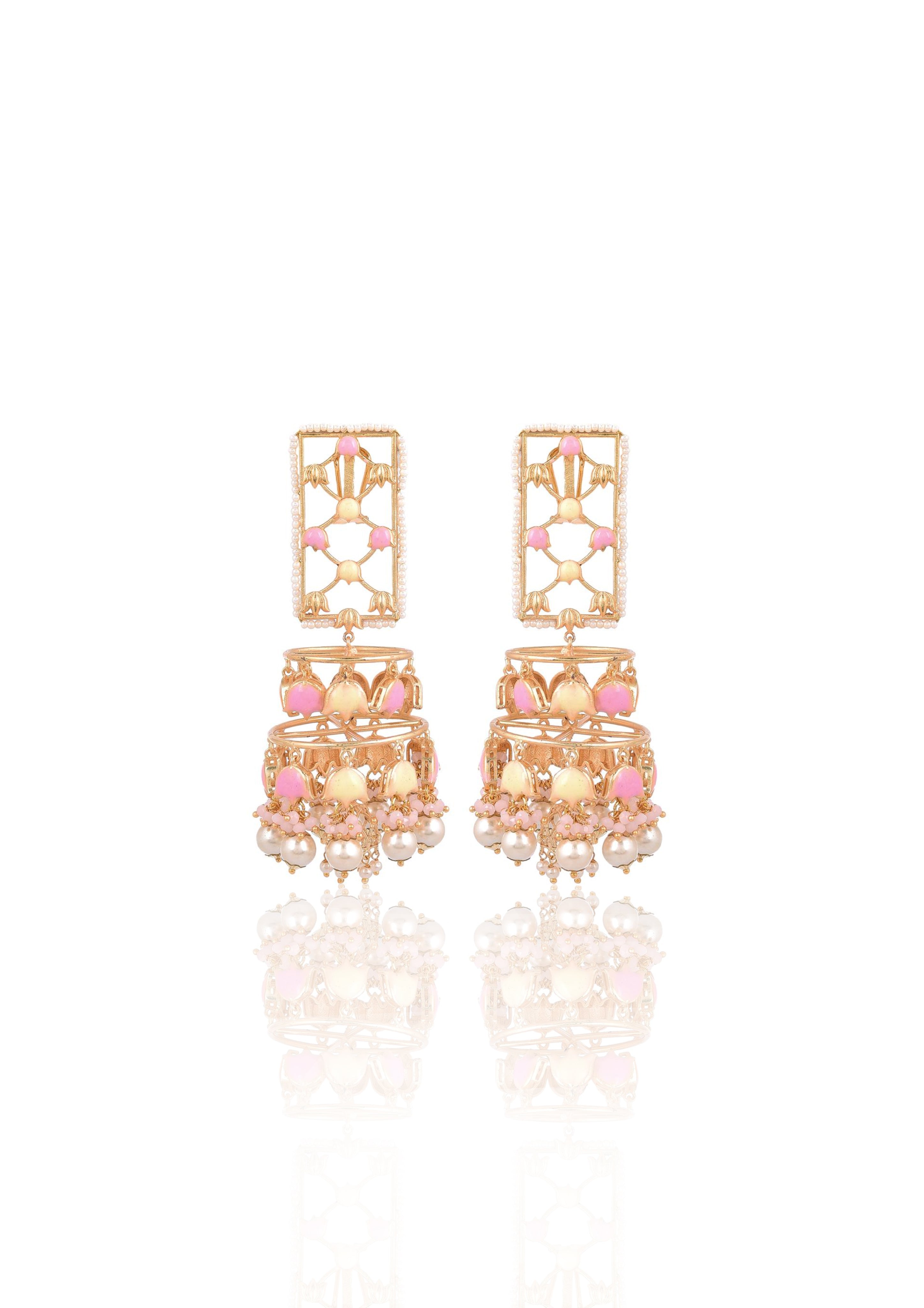 Jannat Earrings – 110mm Long, Handcrafted in India with a 22K Gold-Plated Finish