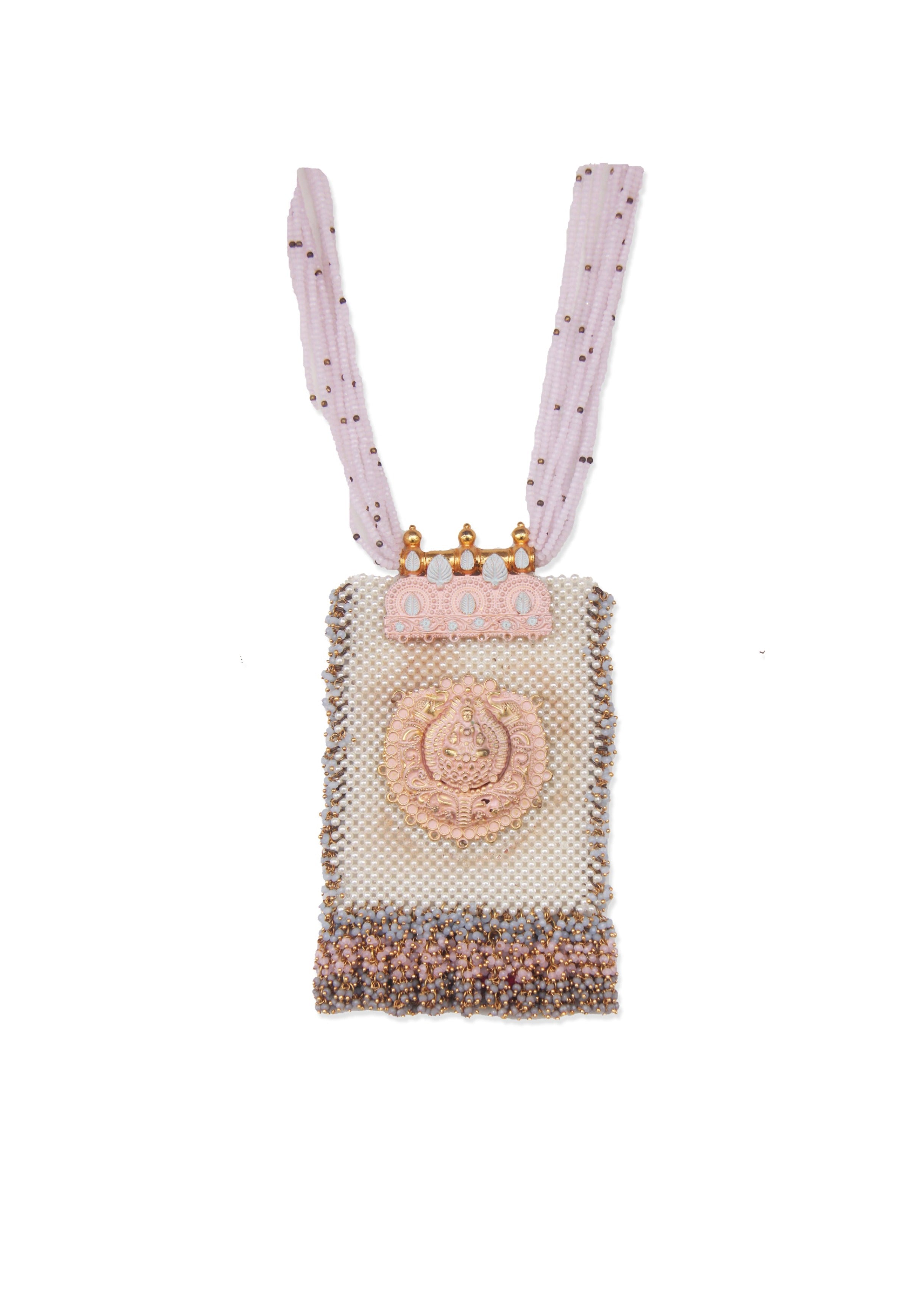 Jharna Necklace - Brass and Natural Stones Pendant with 22K Gold Finish