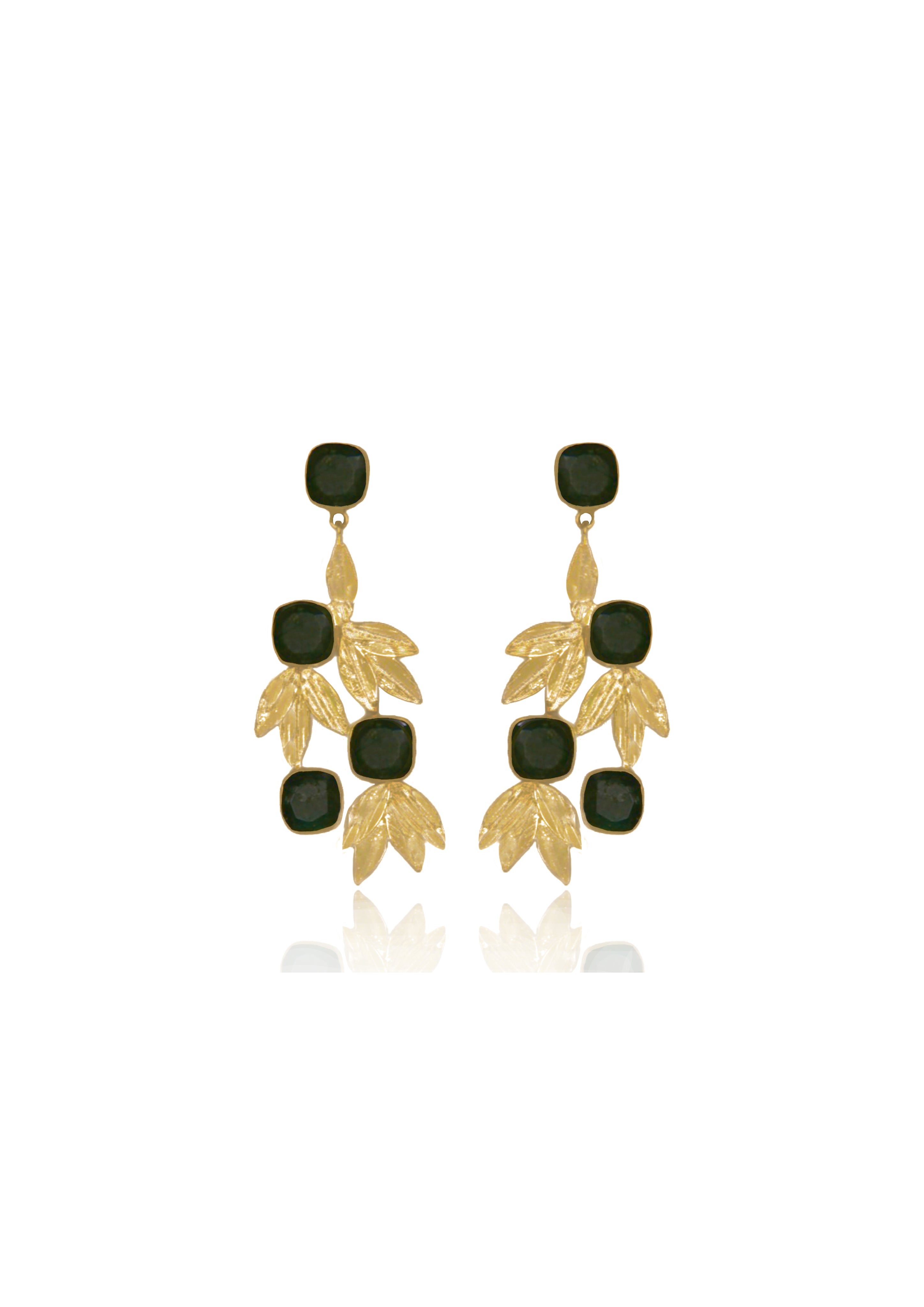 Traditional Nature Earrings – 73mm Height with Handcrafted 18K Gold Plating