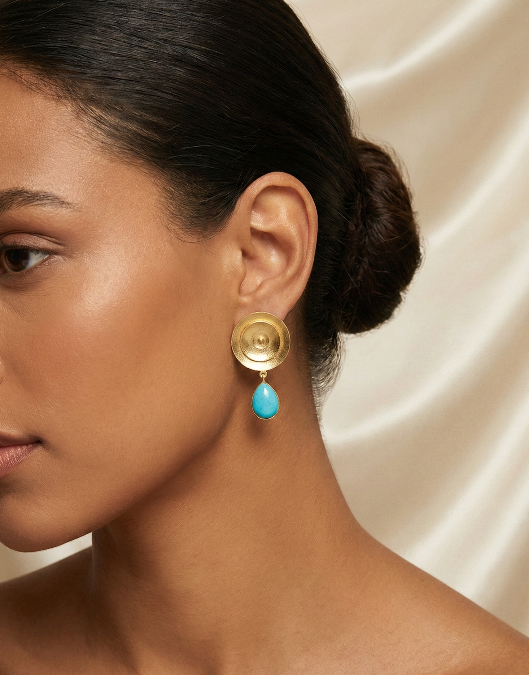 Handmade Metal blast Earrings 18k Gold for women