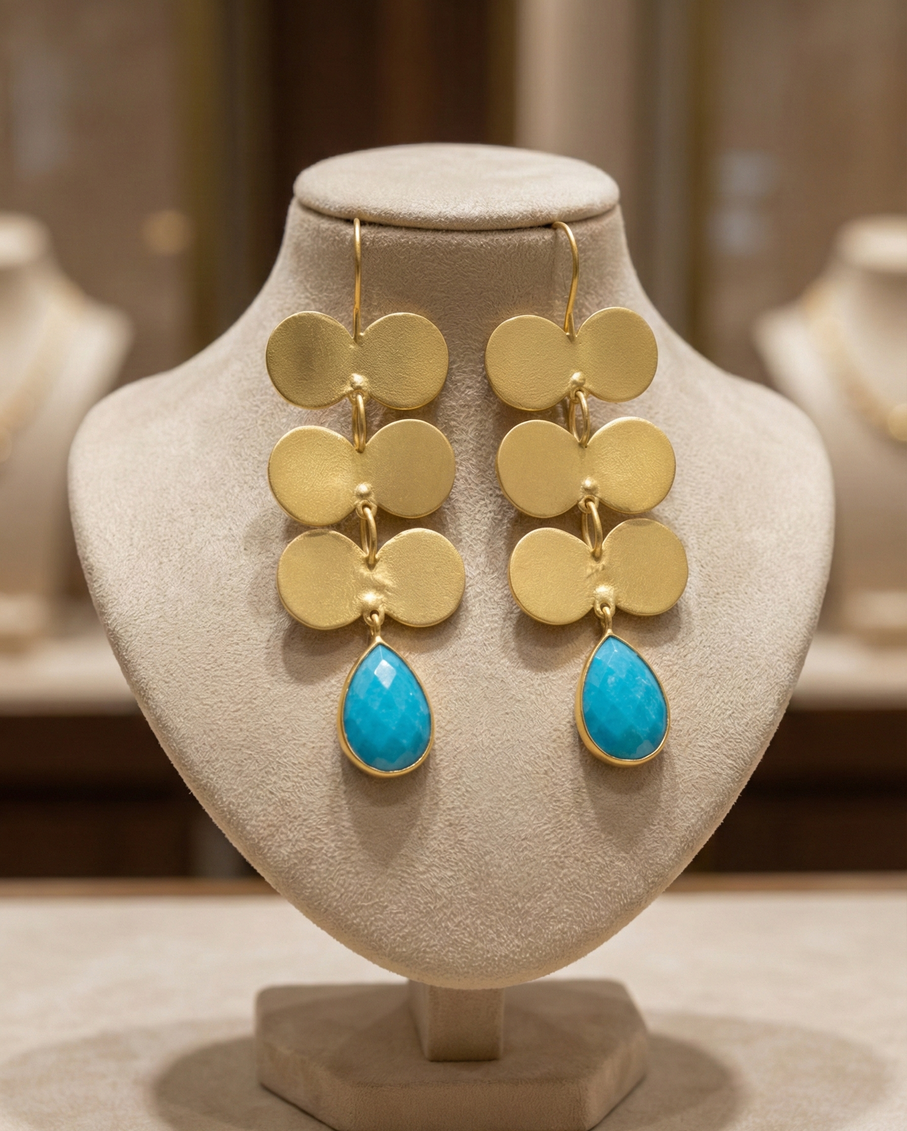 Handmade Metal blast Earrings 18k Gold 67mm