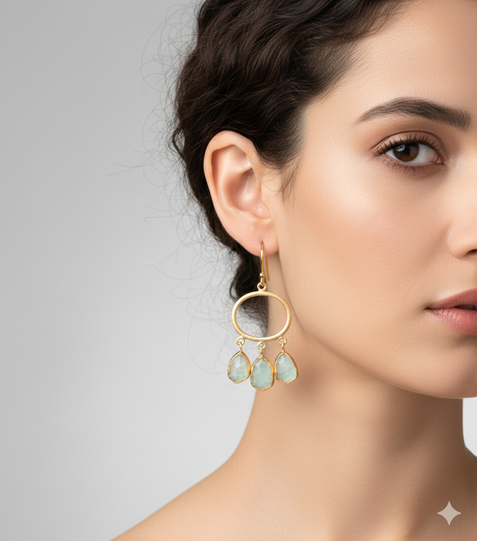 Handmade NOOR Earrings – 57mm Long, Featuring an 18K Gold-Plated Finish for Indian Style