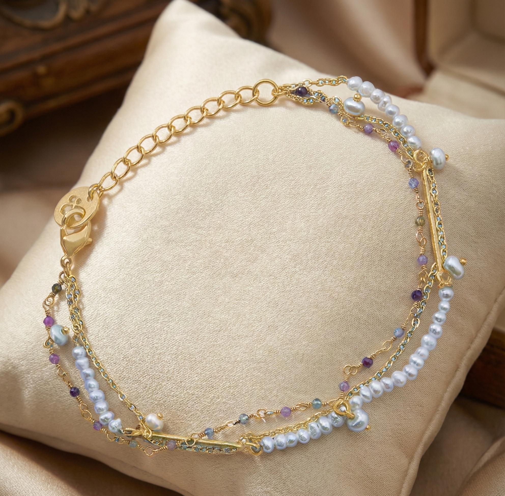 Handcrafted Tourmaline Bracelet with 18K Gold Plating