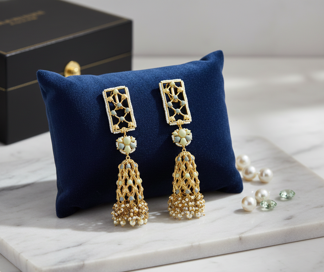 Handcrafted Jannat Earrings – Elegant Design with 22K Gold Plating