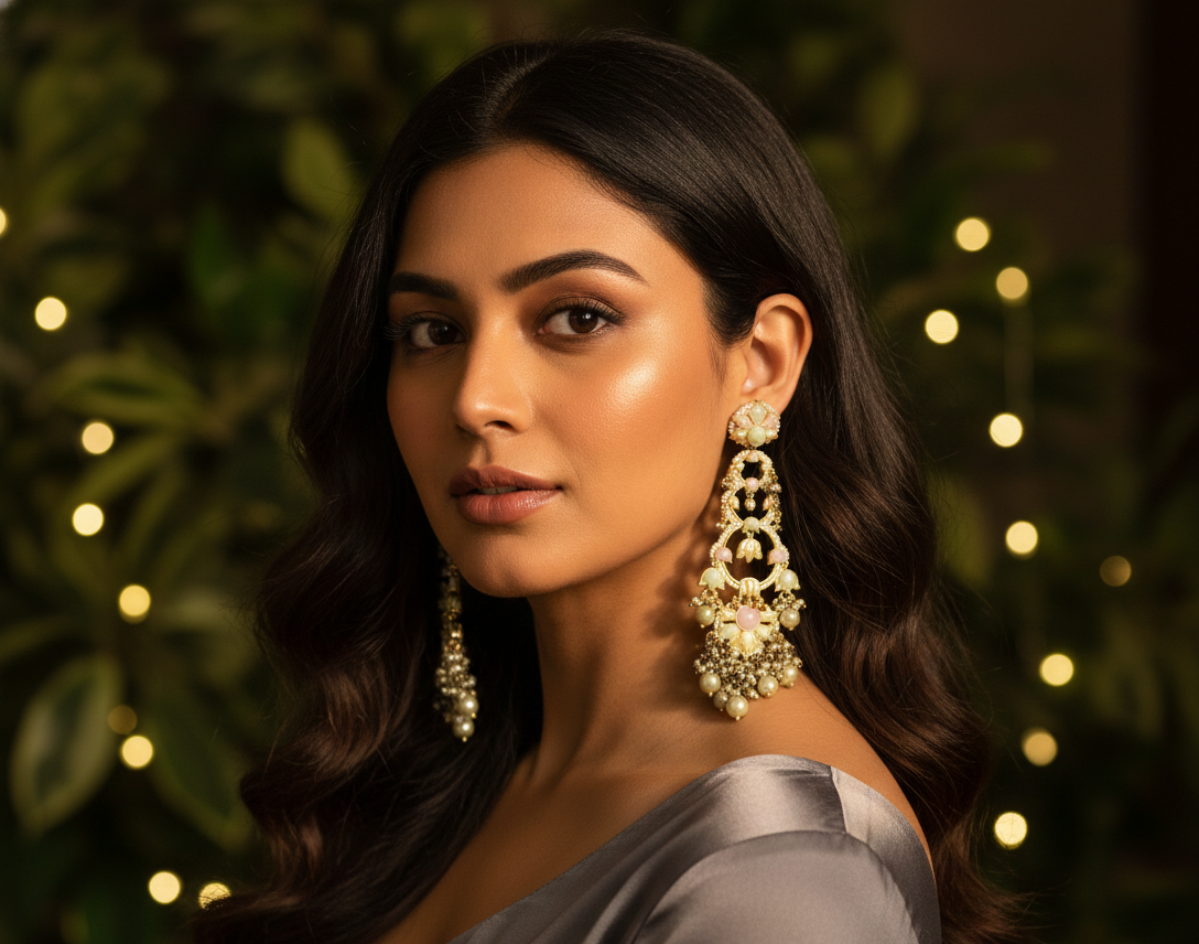 Handcrafted Jannat Earrings – Elegant Design with 22K Gold Plating