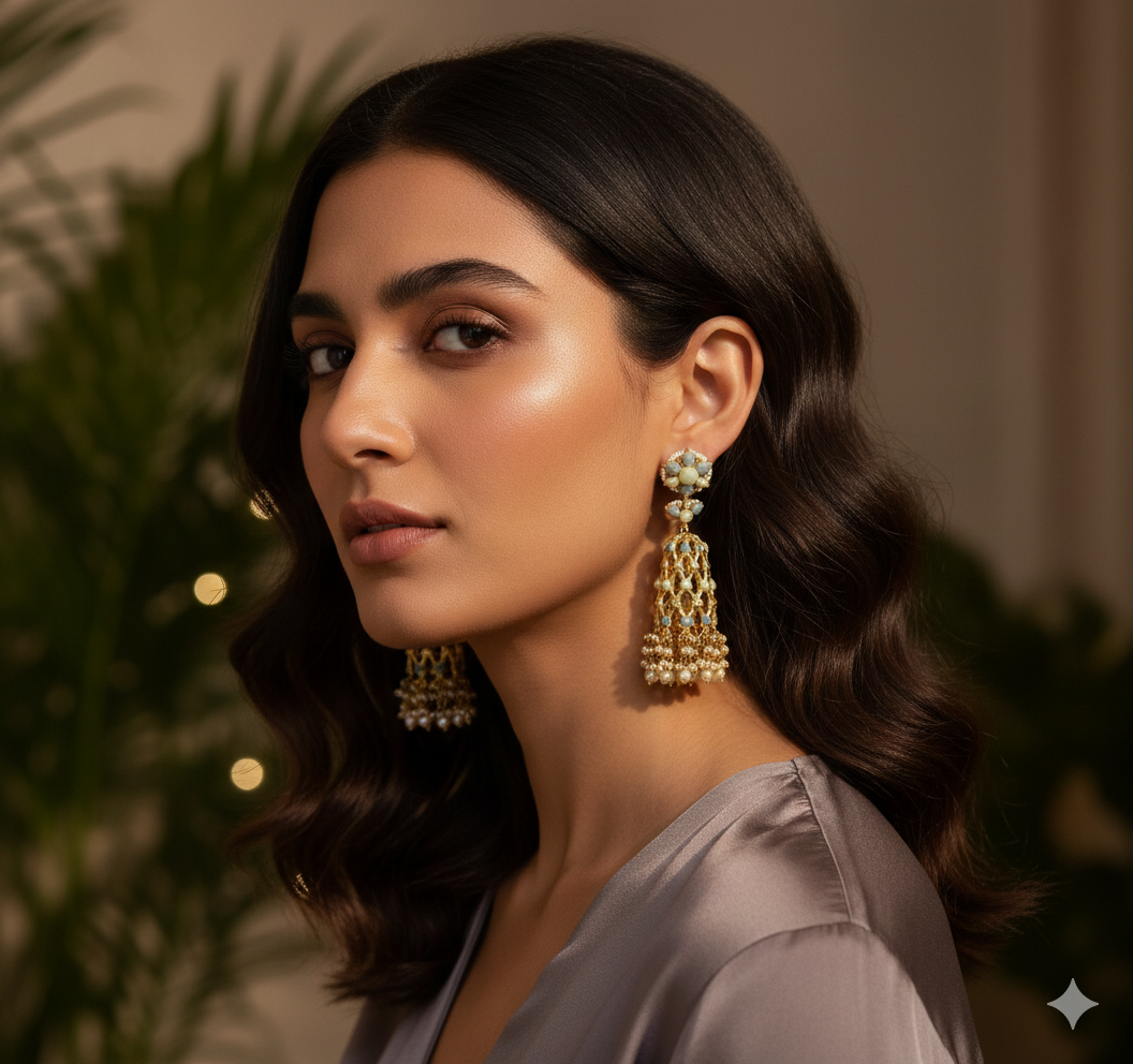 Jannat Earrings - 22K Gold-Plated Finish For Festive Look