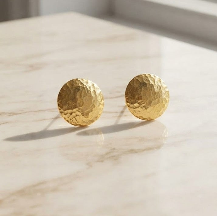 Maiden Hammered Studs - gold-tone hammered texture stud earrings