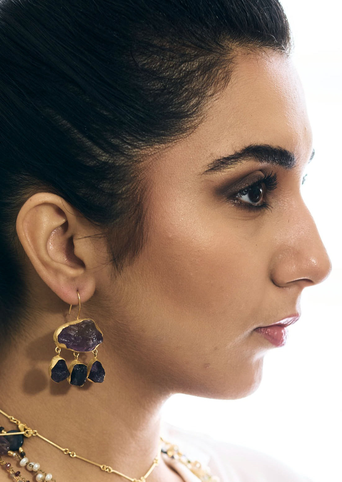 Artisan Stone age Earrings – 45mm Long, Crafted with 18K Gold-Plated Elegance for Traditional Looks