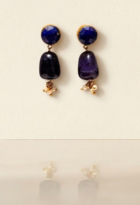 Deep Blue Lapis Studs – Bold Lapis Lazuli Stud Earrings in Handcrafted Mounts