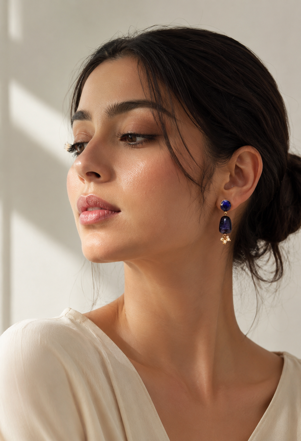 Deep Blue Lapis Studs – Alternate View Showing Detail