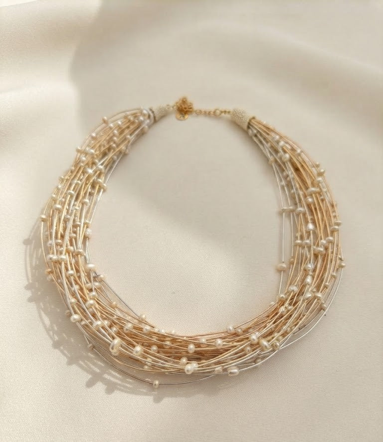 Multi-Strand Pearl Collar Necklace – Breathtaking Multi-Strand Design with Seamless Elegant Pearl Flow