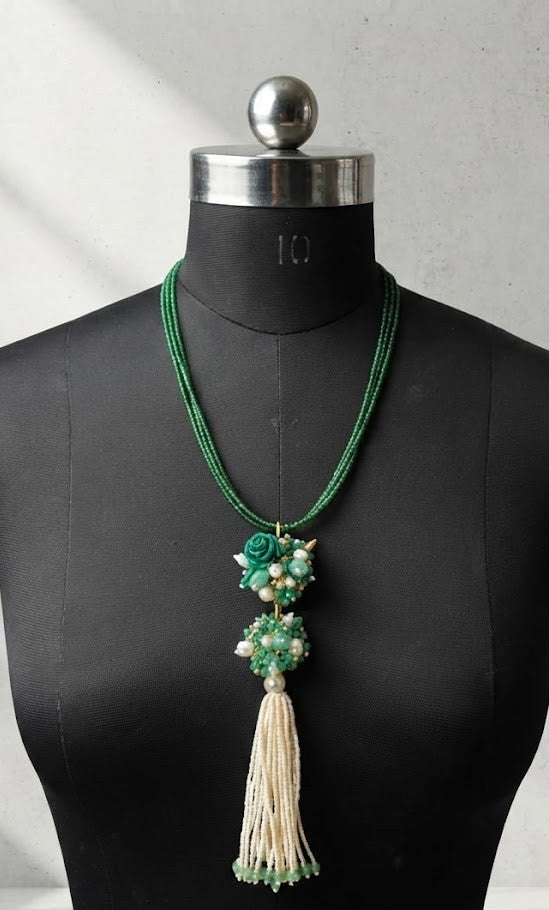 Natural Stone Imperial Forest Tassel Necklace II