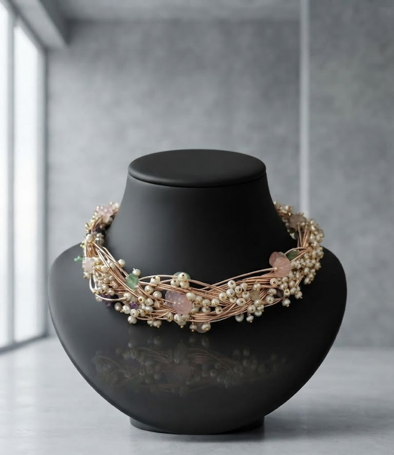 Natural Stone The Roseate Blossom Choker Necklace