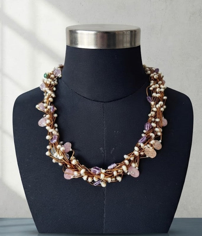 Natural Stone The Roseate Blossom Choker Necklace - Detail