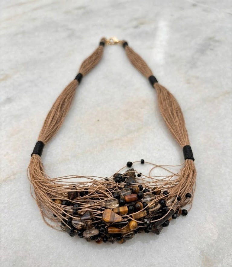 Dor Earthbound Necklace - layered earthy-toned corded statement necklace