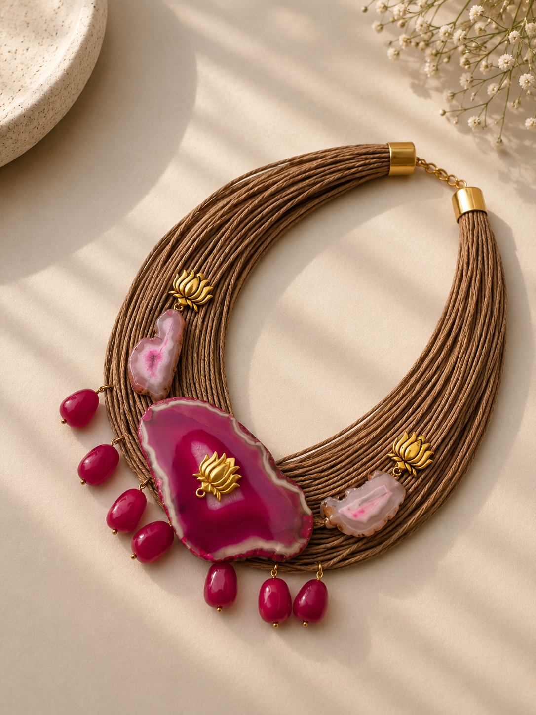 Dor Fuchsia Necklace styled view