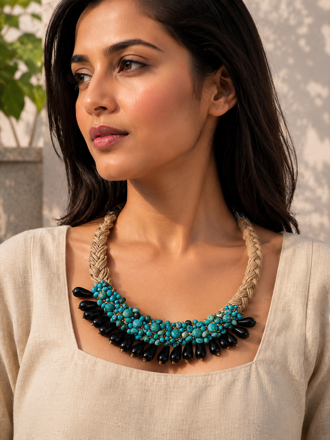 Dor Braided Turquoise Noir styled view
