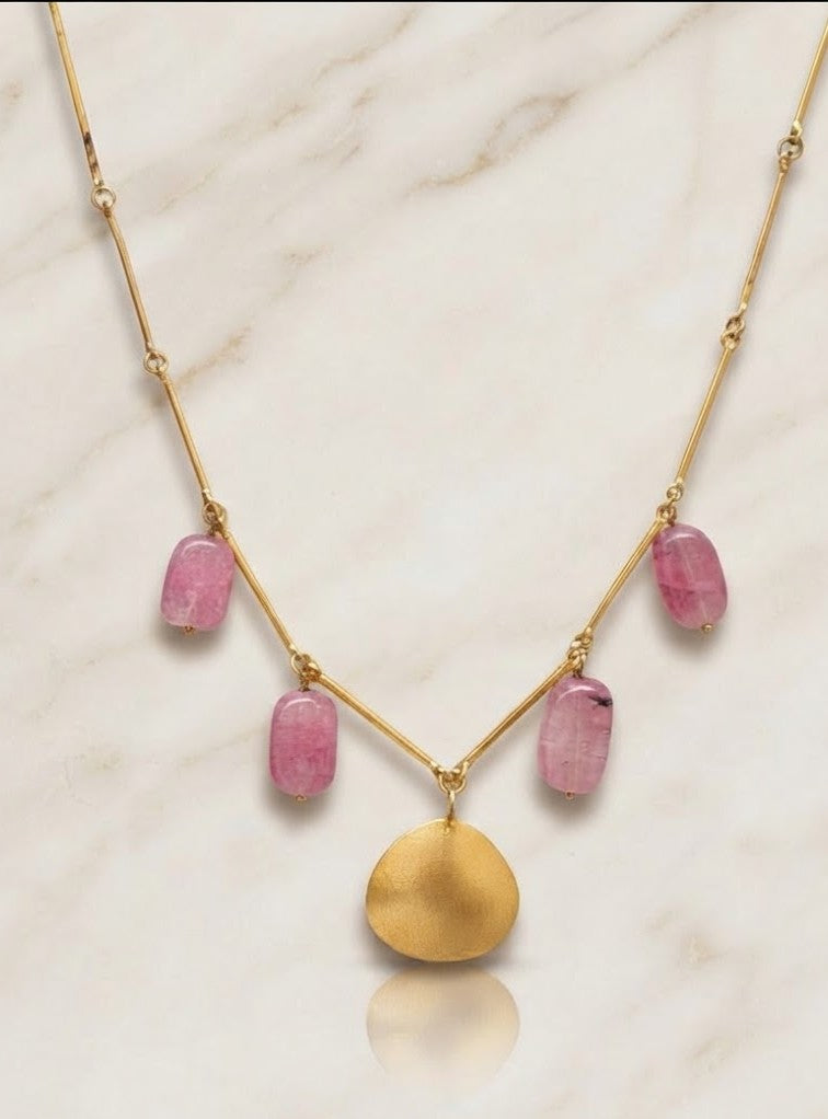 The Rose Blush Pendant Necklace - Mine of Design French Masala