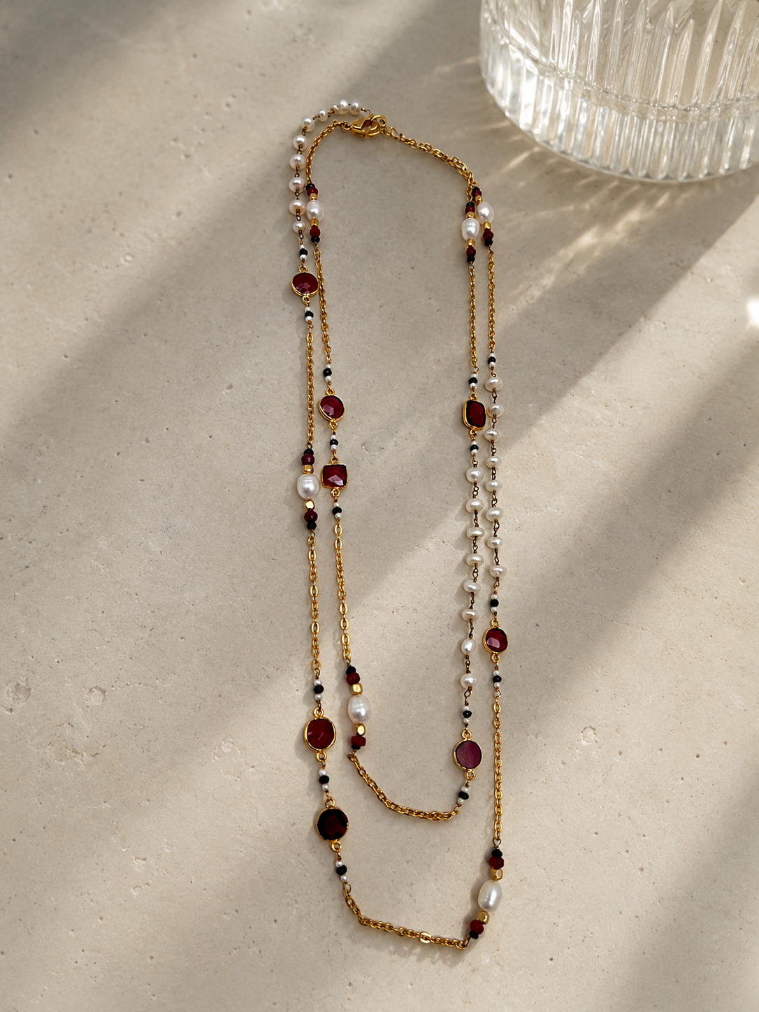 Crimson Pearl Necklace - Mine of Design French Masala