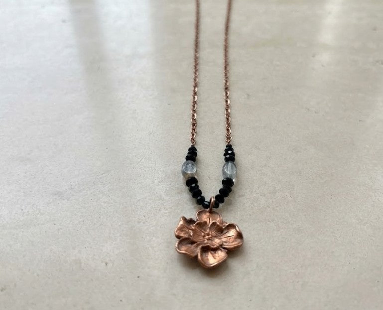 Black Floral Necklace - Mine of Design French Masala