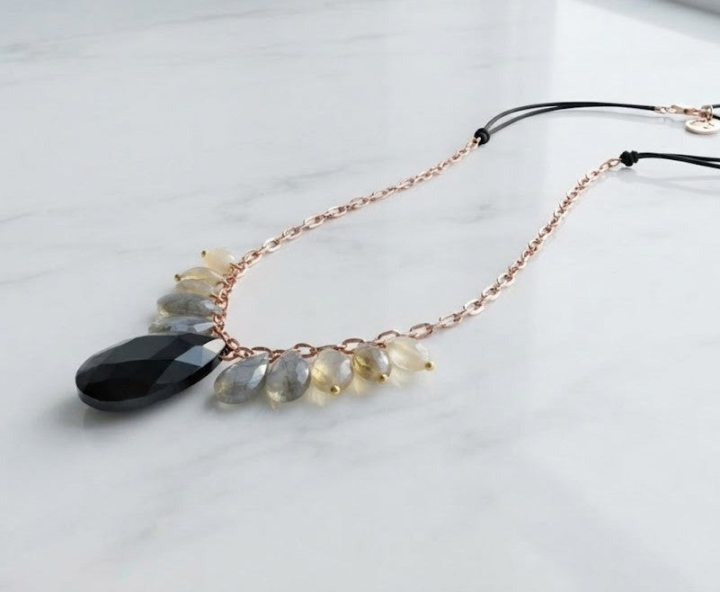Teardrop Gemstone Necklace - Mine of Design French Masala