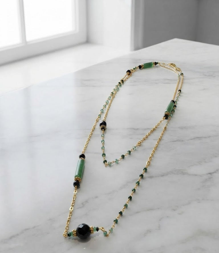 Verdant Elegance Chain Necklace - Mine of Design French Masala