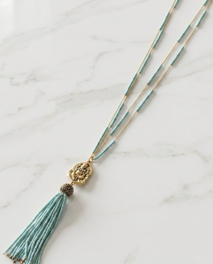 The Divine Turquoise Charm Necklace - Mine of Design French Masala