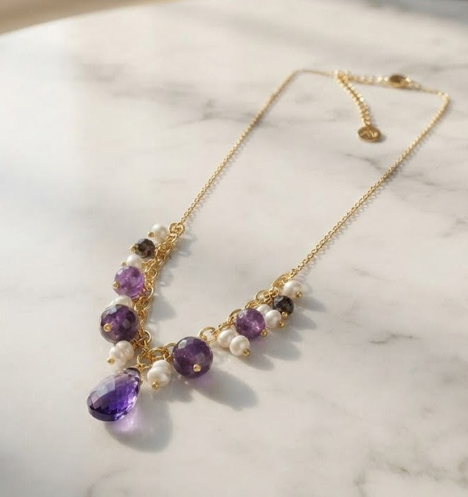 Amethyst Cluster Necklace - Mine of Design French Masala Collection