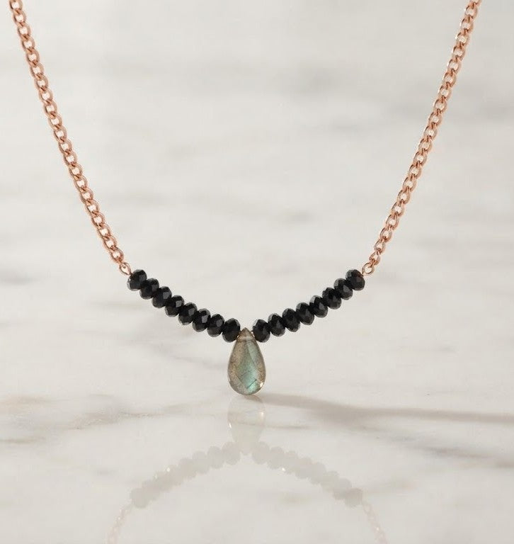 Labradorite Drop Necklace - Mine of Design French Masala